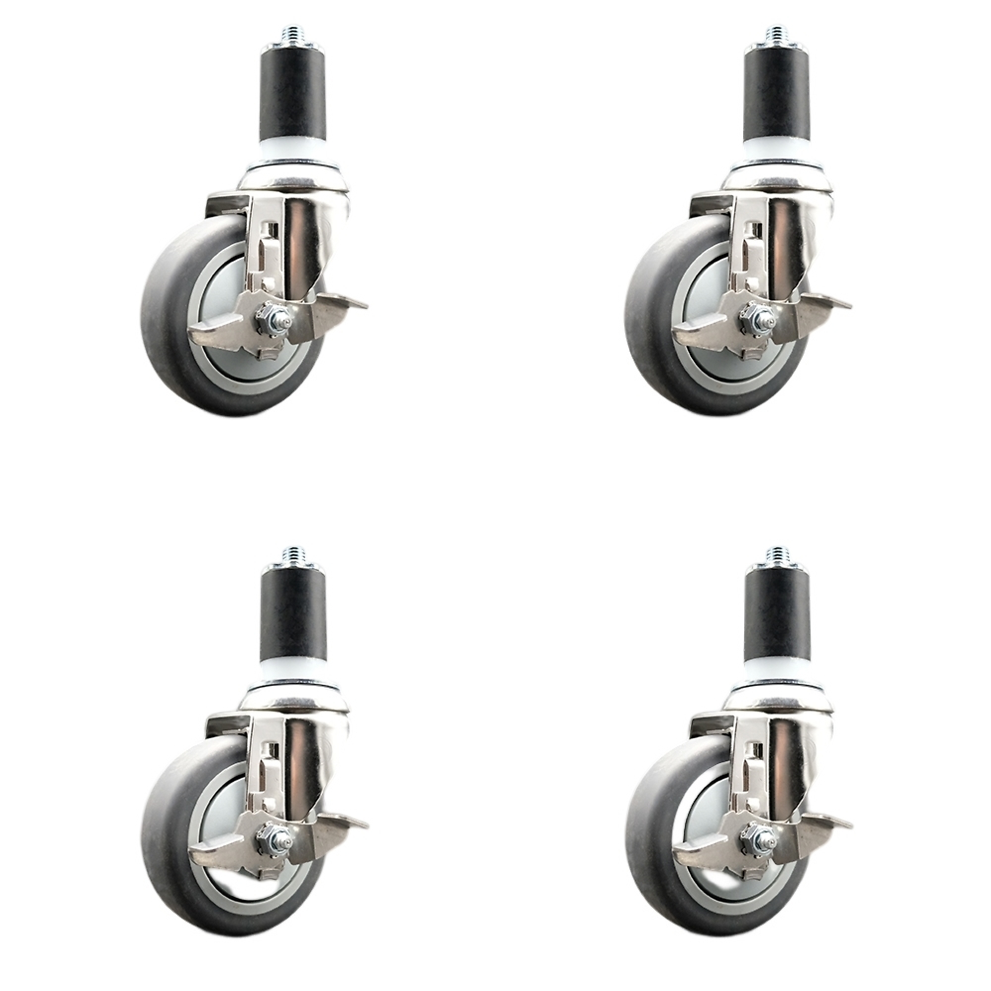 Service Caster, 4Inch x 1 1/4Inch Stem Casters, Wheel Diameter 4 in, Caster Type Swivel, Package (qty.) 4, Model SCC-SS316EX20S414-TPRB-TLB-112-4