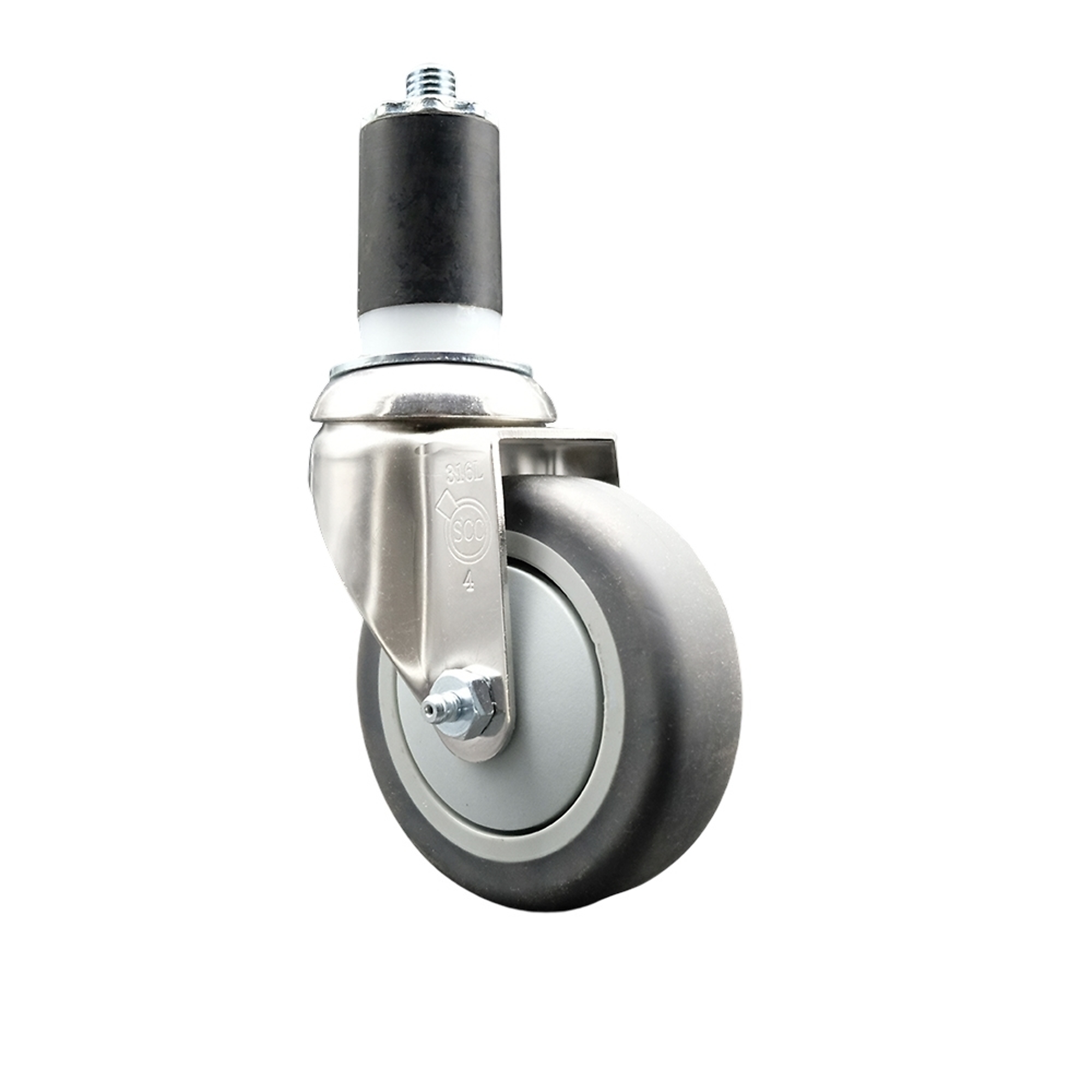 Service Caster, 4Inch x 1 1/4Inch Stem Caster, Wheel Diameter 4 in, Caster Type Swivel, Package (qty.) 1, Model SCC-SS316EX20S414-TPRB-112