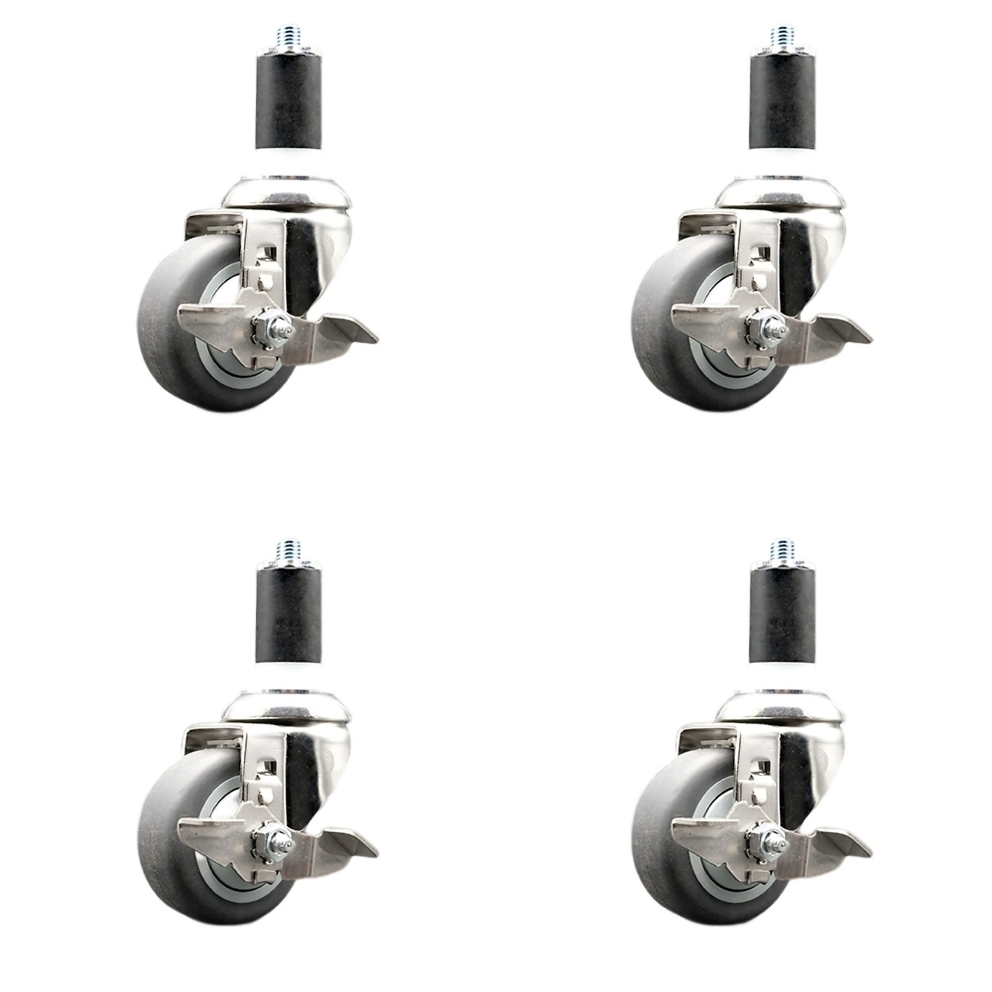 Service Caster, 3Inch x 1 1/4Inch Stem Casters, Wheel Diameter 3 in, Caster Type Swivel, Package (qty.) 4, Model SCC-SS316EX20S314-TPRB-TLB-158-4