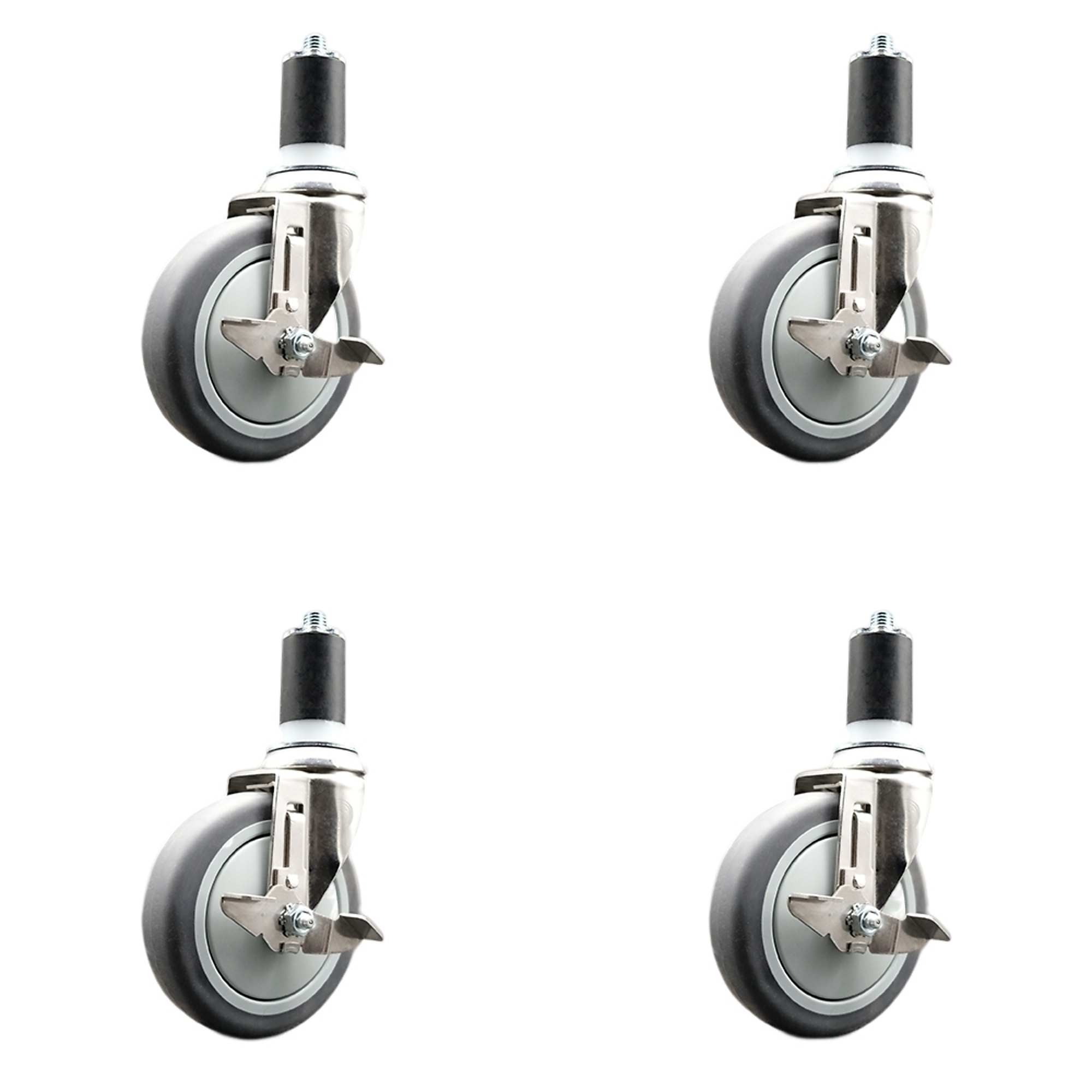 Service Caster, 5Inch x 1 1/4Inch Stem Casters, Wheel Diameter 5 in, Caster Type Swivel, Package (qty.) 4, Model SCC-SS316EX20S514-TPRB-TLB-112-4