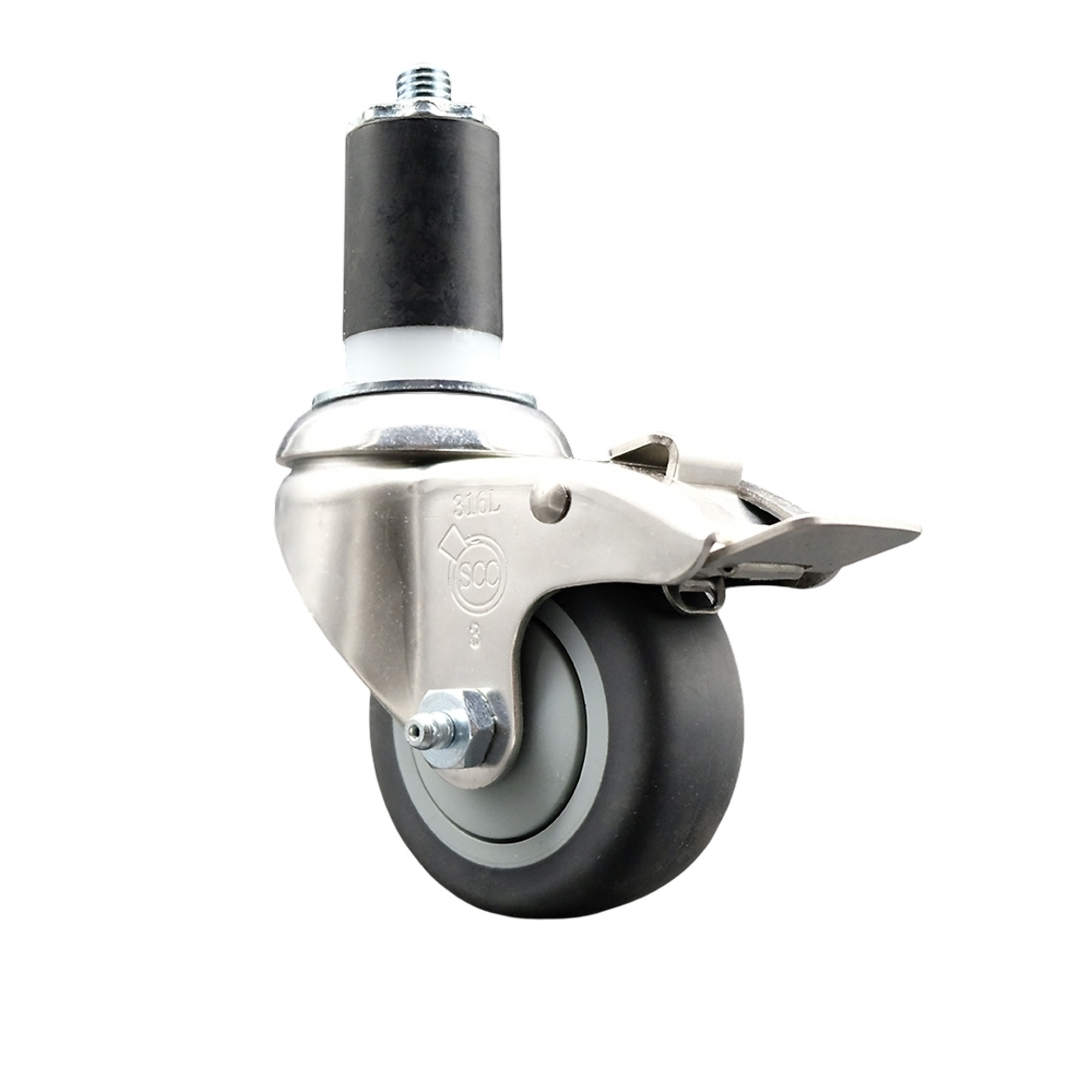 Service Caster, 3Inch x 1 1/4Inch Stem Caster, Wheel Diameter 3 in, Caster Type Swivel, Package (qty.) 1, Model SCC-SS316TTLEX20S314-TPRB-158