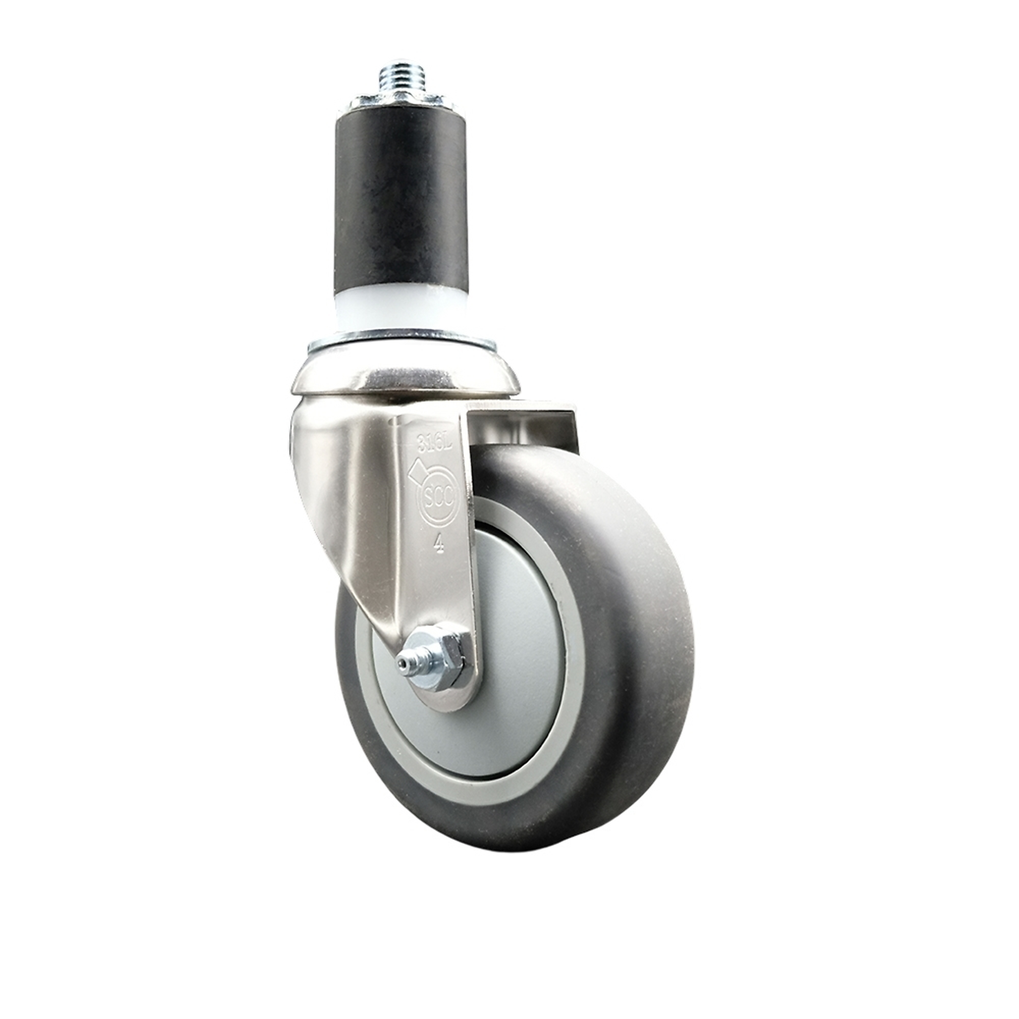 Service Caster, 4Inch x 1 1/4Inch Stem Caster, Wheel Diameter 4 in, Caster Type Swivel, Package (qty.) 1, Model SCC-SS316EX20S414-TPRB-158