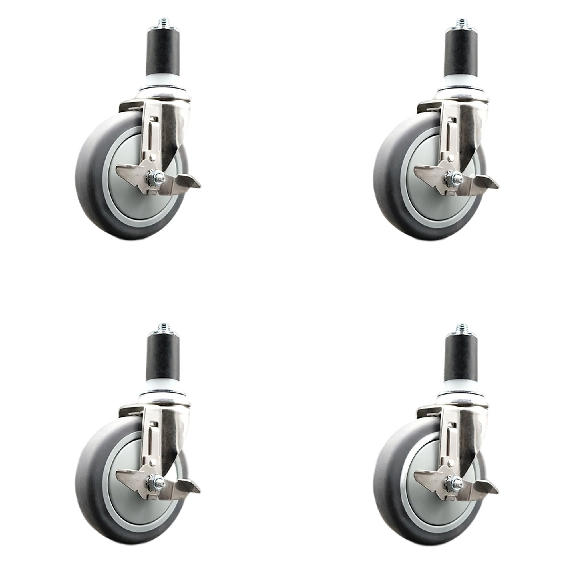 Service Caster, 5Inch x 1 1/4Inch Stem Casters, Wheel Diameter 5 in, Caster Type Swivel, Package (qty.) 4, Model SCC-SS316EX20S514-TPRB-TLB-158-4