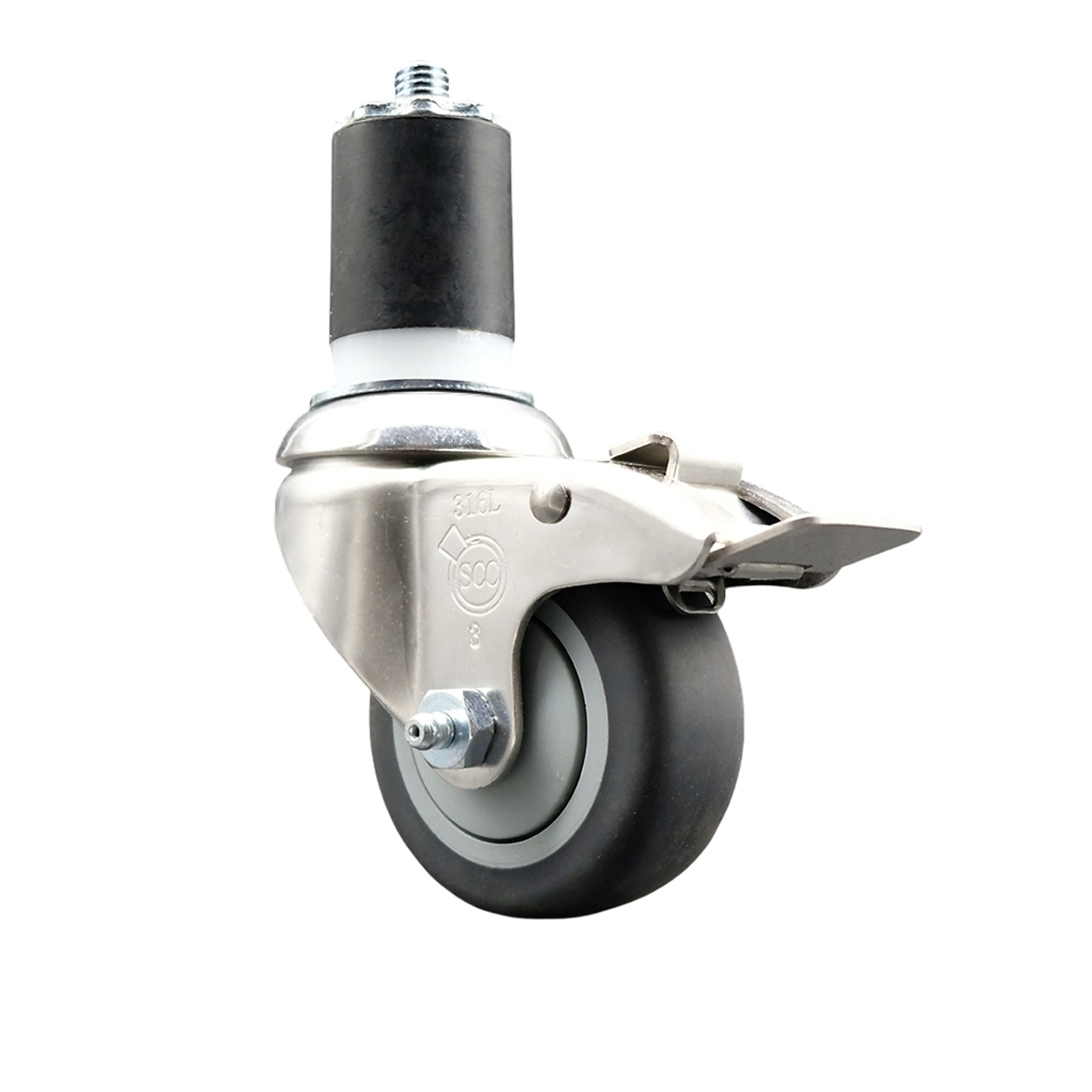 Service Caster, 3Inch x 1 1/4Inch Stem Caster, Wheel Diameter 3 in, Caster Type Swivel, Package (qty.) 1, Model SCC-SS316TTLEX20S314-TPRB-134