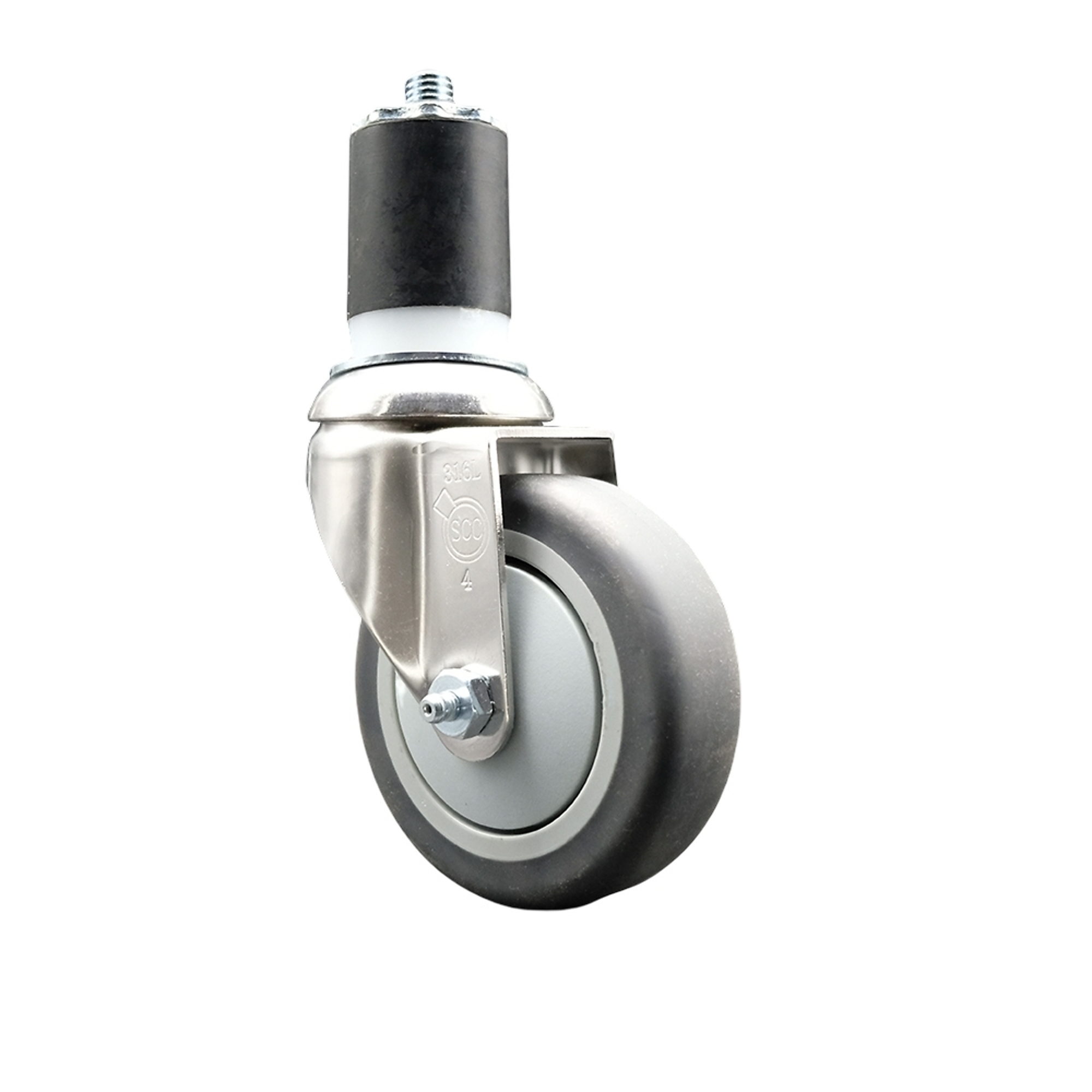 Service Caster, 4Inch x 1 1/4Inch Stem Caster, Wheel Diameter 4 in, Caster Type Swivel, Package (qty.) 1, Model SCC-SS316EX20S414-TPRB-134