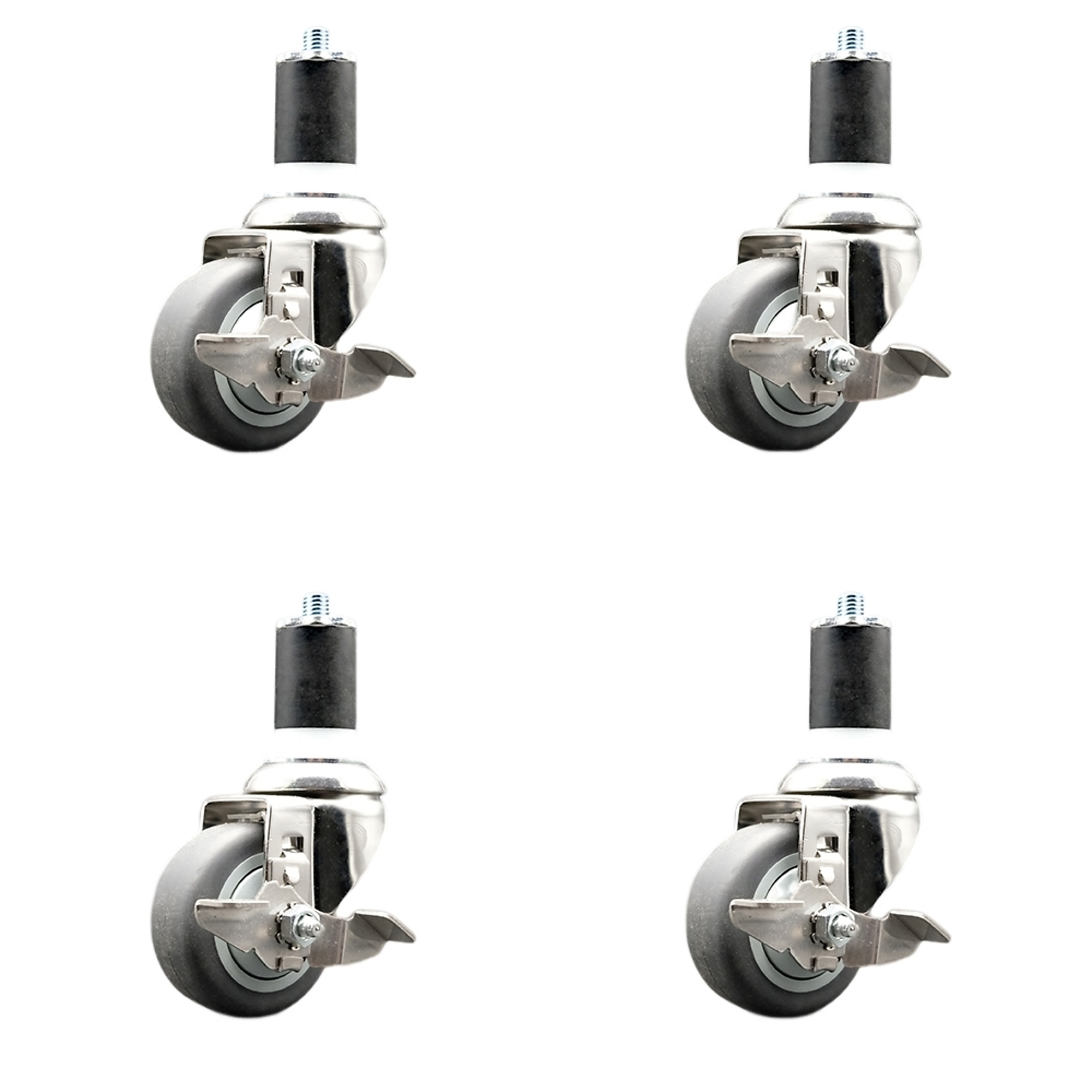 Service Caster, 3Inch x 1 1/4Inch Stem Casters, Wheel Diameter 3 in, Caster Type Swivel, Package (qty.) 4, Model SCC-SS316EX20S314-TPRB-TLB-178-4