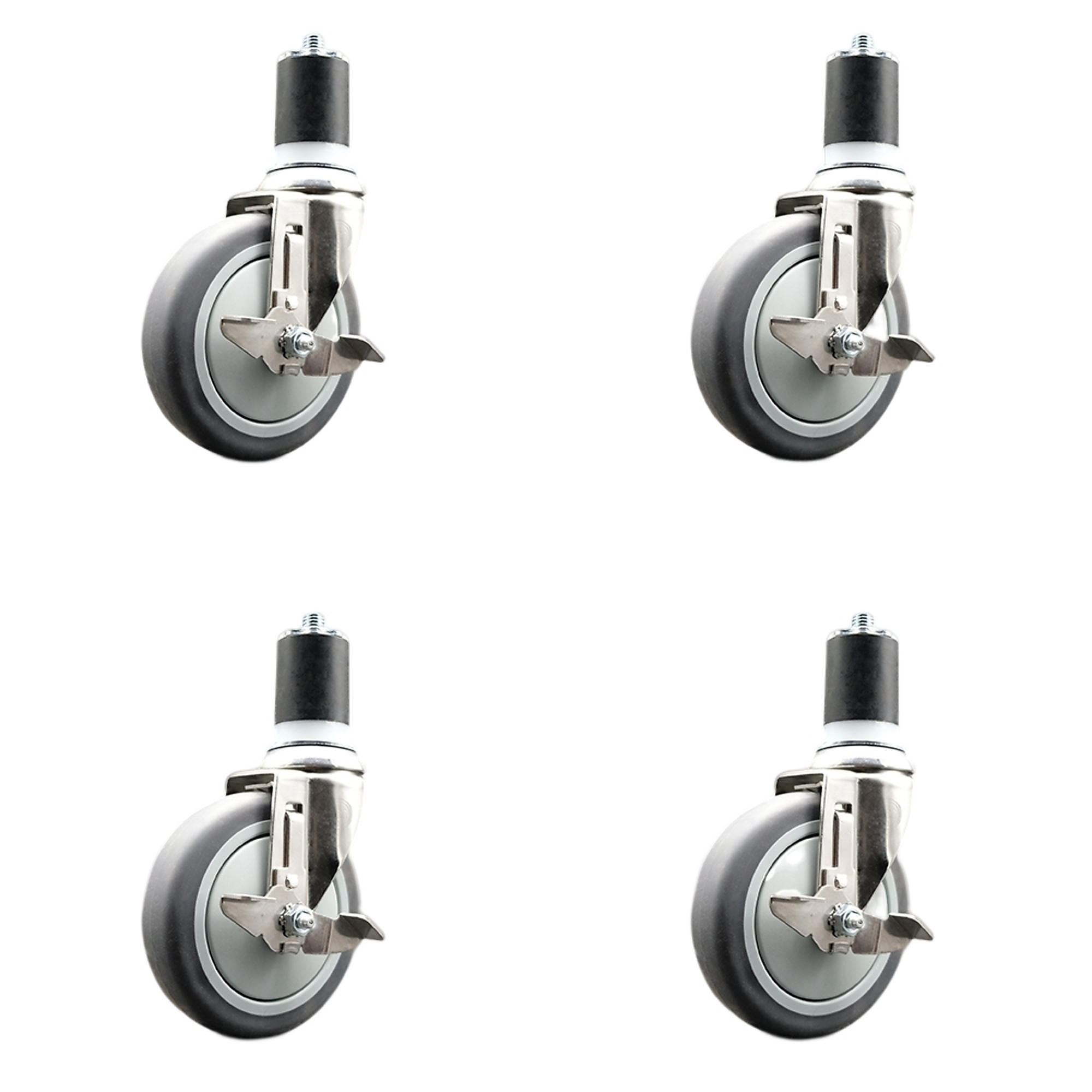 Service Caster, 5Inch x 1 1/4Inch Stem Casters, Wheel Diameter 5 in, Caster Type Swivel, Package (qty.) 4, Model SCC-SS316EX20S514-TPRB-TLB-134-4