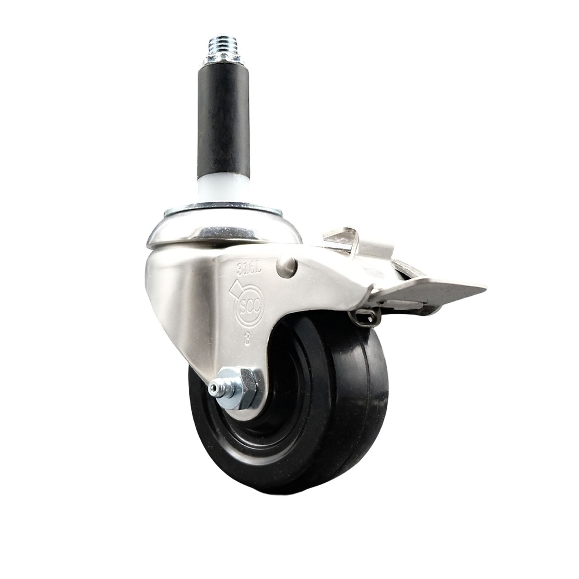 Service Caster, 3Inch x 1 1/4Inch Stem Caster, Wheel Diameter 3 in, Caster Type Swivel, Package (qty.) 1, Model SCC-SS316TTLEX20S314-SRS-34