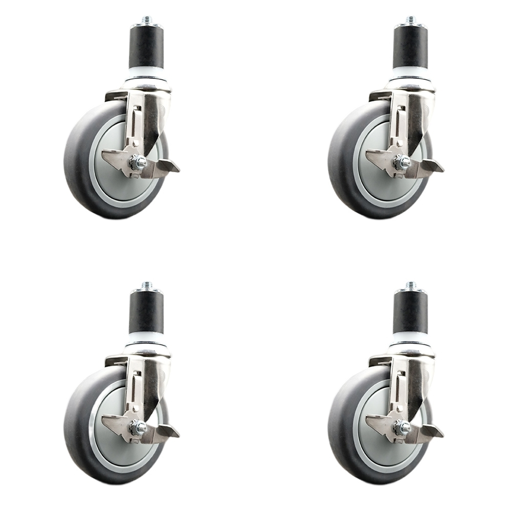 Service Caster, 5Inch x 1 1/4Inch Stem Casters, Wheel Diameter 5 in, Caster Type Swivel, Package (qty.) 4, Model SCC-SS316EX20S514-TPRB-TLB-178-4