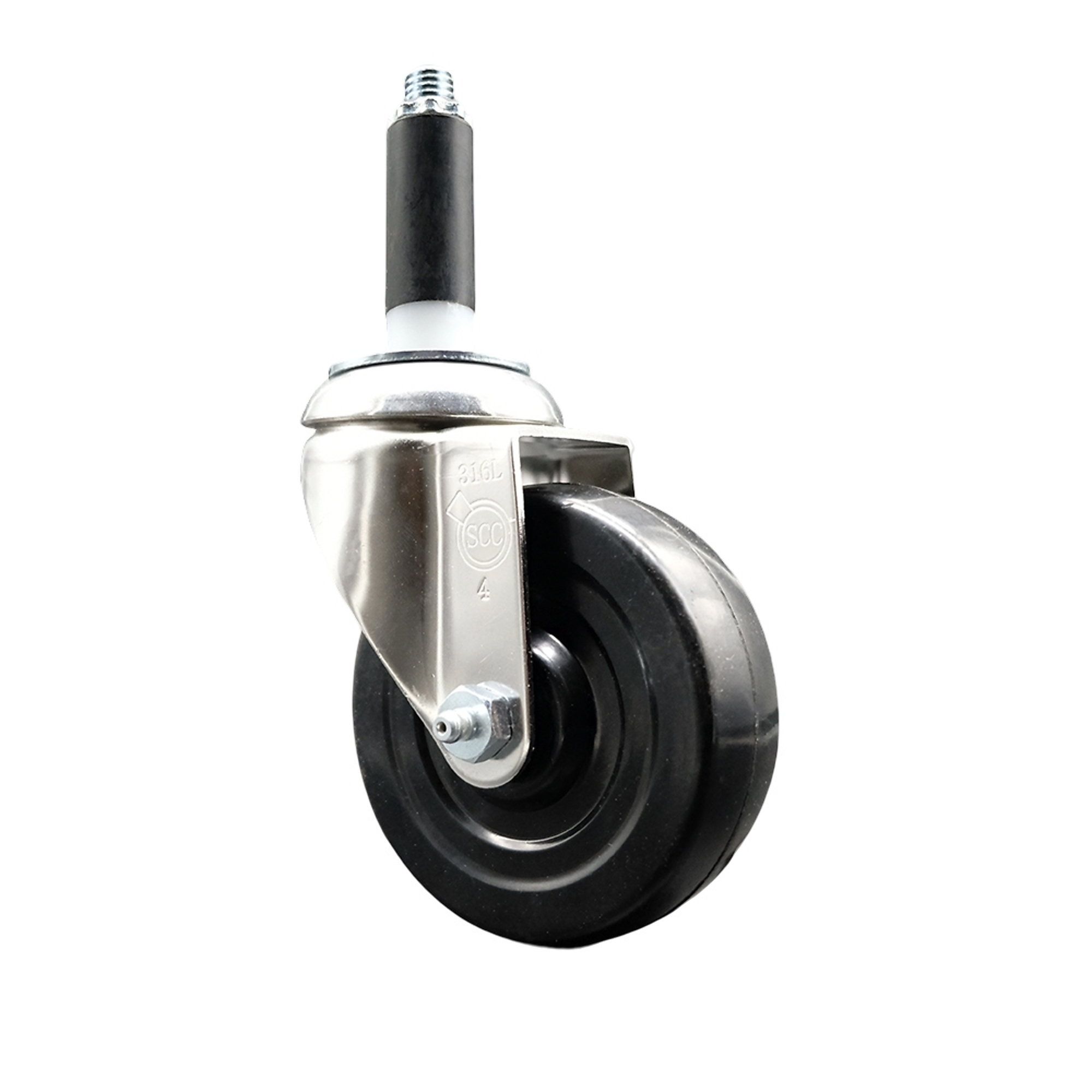 Service Caster, 4Inch x 1 1/4Inch Stem Caster, Wheel Diameter 4 in, Caster Type Swivel, Package (qty.) 1, Model SCC-SS316EX20S414-SRS-34