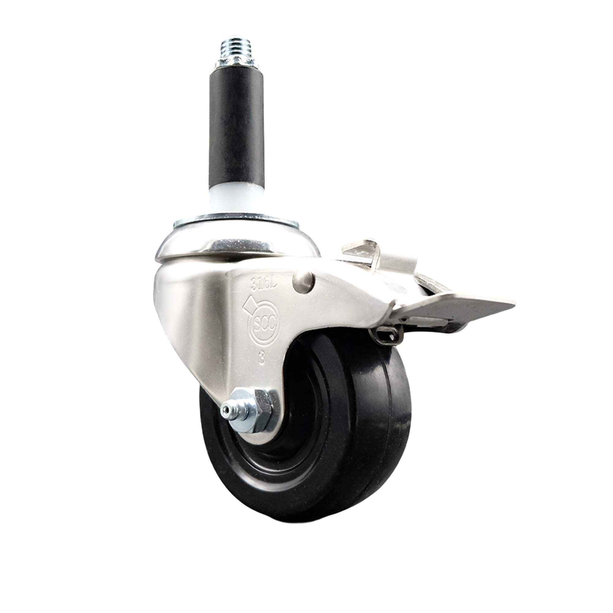 Service Caster, 3Inch x 1 1/4Inch Stem Caster, Wheel Diameter 3 in, Caster Type Swivel, Package (qty.) 1, Model SCC-SS316TTLEX20S314-SRS-78