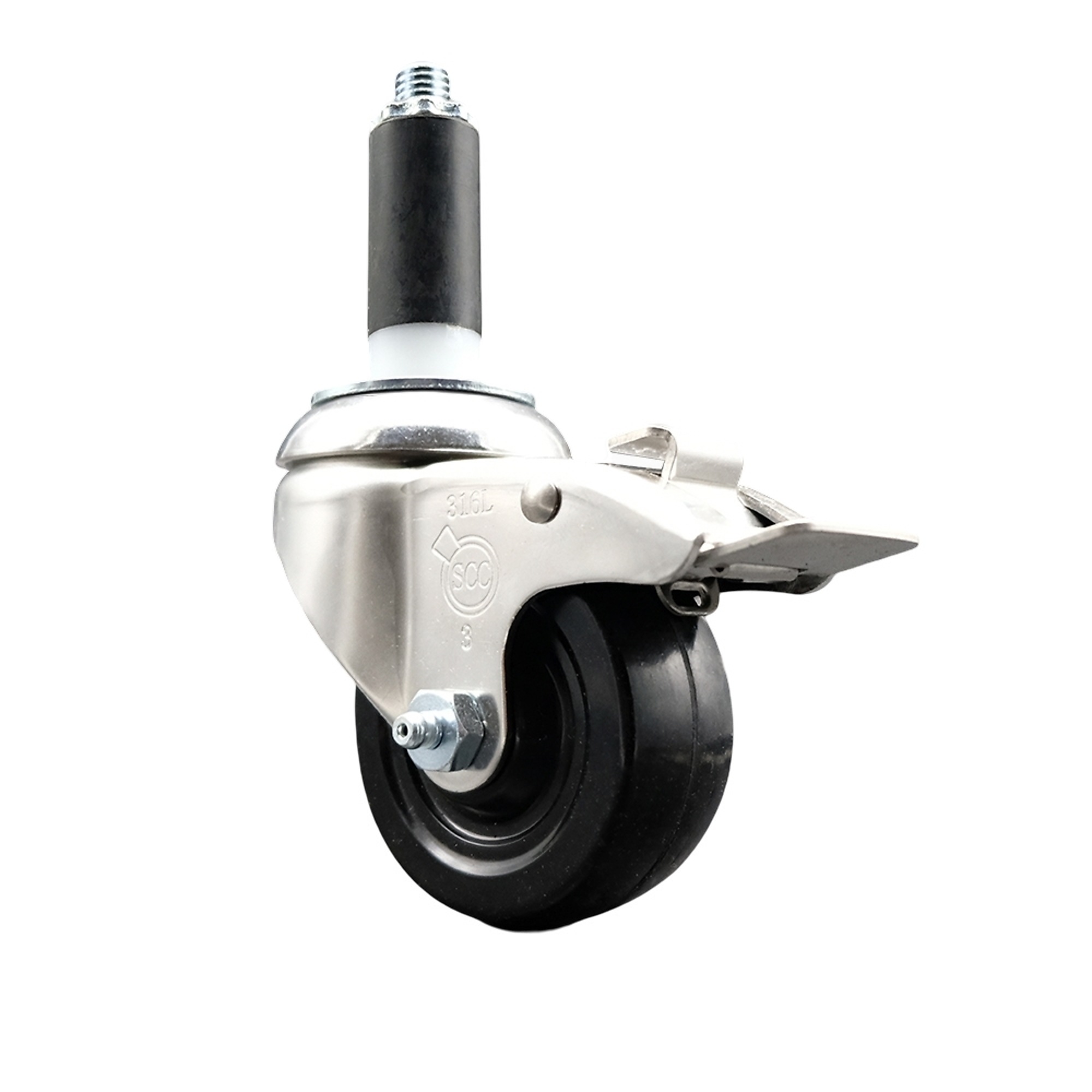 Service Caster, 3Inch x 1 1/4Inch Stem Caster, Wheel Diameter 3 in, Caster Type Swivel, Package (qty.) 1, Model SCC-SS316TTLEX20S314-SRS-1