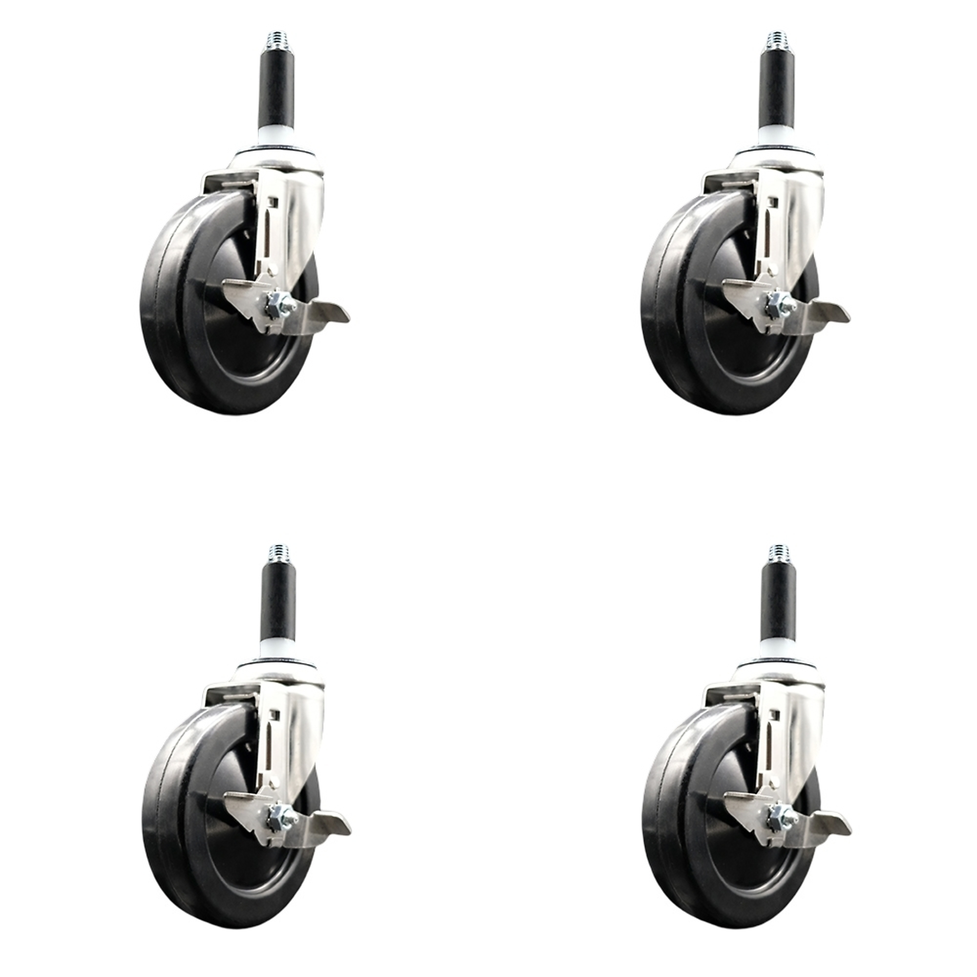 Service Caster, 5Inch x 1 1/4Inch Stem Casters, Wheel Diameter 5 in, Caster Type Swivel, Package (qty.) 4, Model SCC-SS316EX20S514-SRS-TLB-78-4