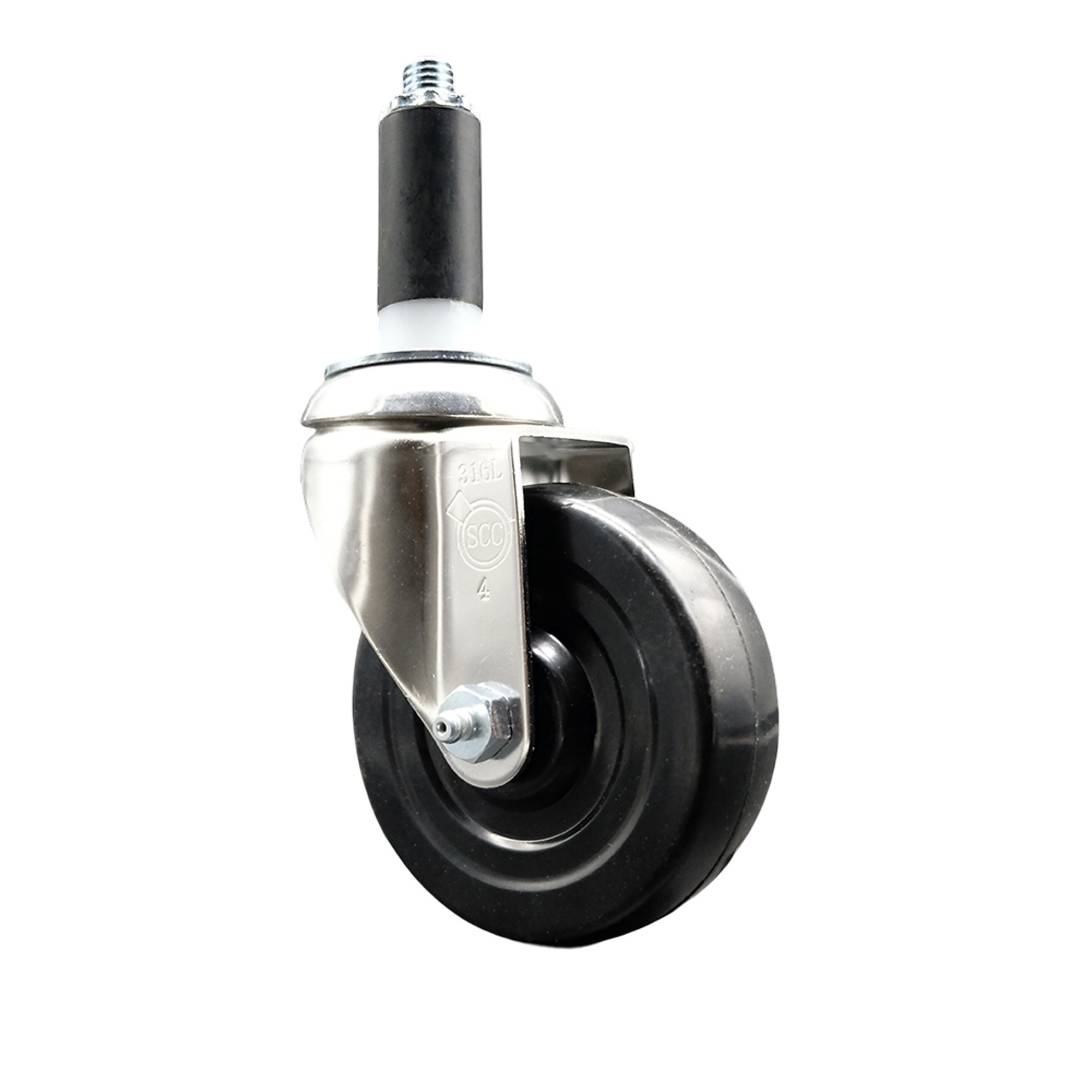 Service Caster, 4Inch x 1 1/4Inch Stem Caster, Wheel Diameter 4 in, Caster Type Swivel, Package (qty.) 1, Model SCC-SS316EX20S414-SRS-1