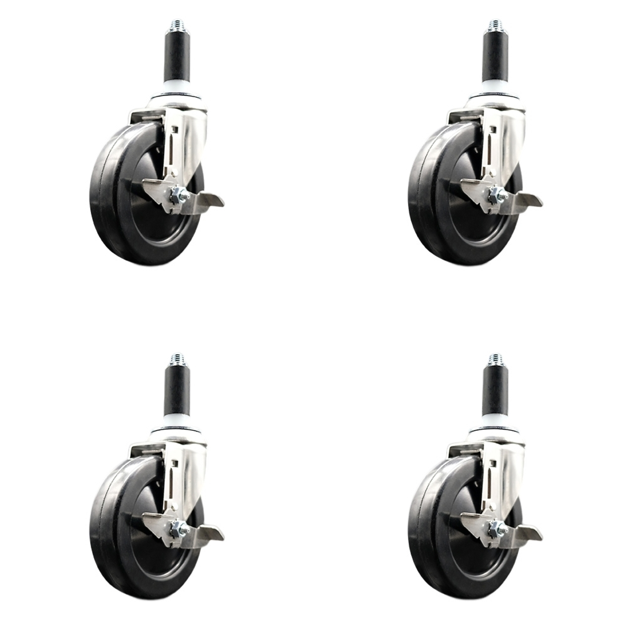 Service Caster, 5Inch x 1 1/4Inch Stem Casters, Wheel Diameter 5 in, Caster Type Swivel, Package (qty.) 4, Model SCC-SS316EX20S514-SRS-TLB-1-4