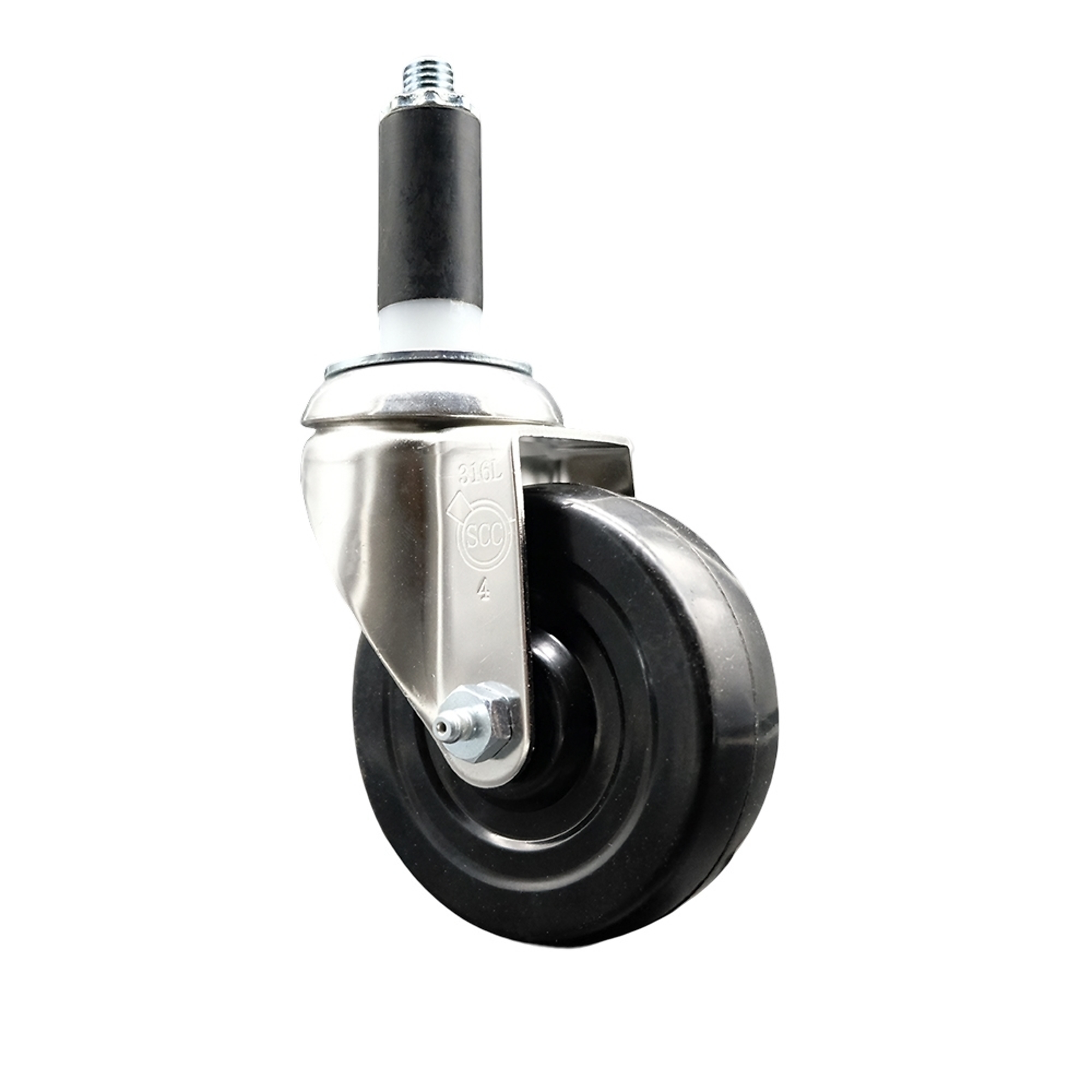 Service Caster, 4Inch x 1 1/4Inch Stem Caster, Wheel Diameter 4 in, Caster Type Swivel, Package (qty.) 1, Model SCC-SS316EX20S414-SRS-118