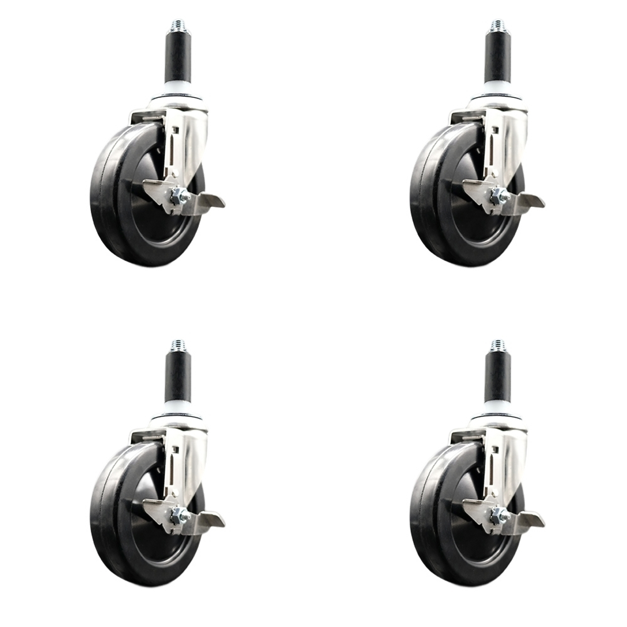 Service Caster, 5Inch x 1 1/4Inch Stem Casters, Wheel Diameter 5 in, Caster Type Swivel, Package (qty.) 4, Model SCC-SS316EX20S514-SRS-TLB-118-4