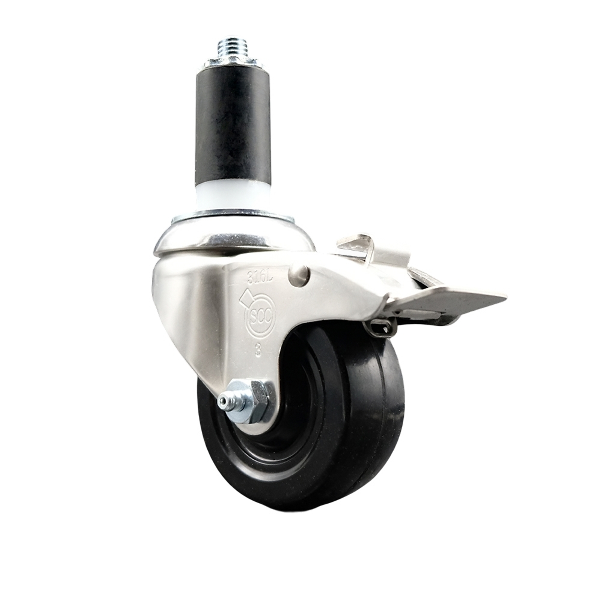 Service Caster, 3Inch x 1 1/4Inch Stem Caster, Wheel Diameter 3 in, Caster Type Swivel, Package (qty.) 1, Model SCC-SS316TTLEX20S314-SRS-114