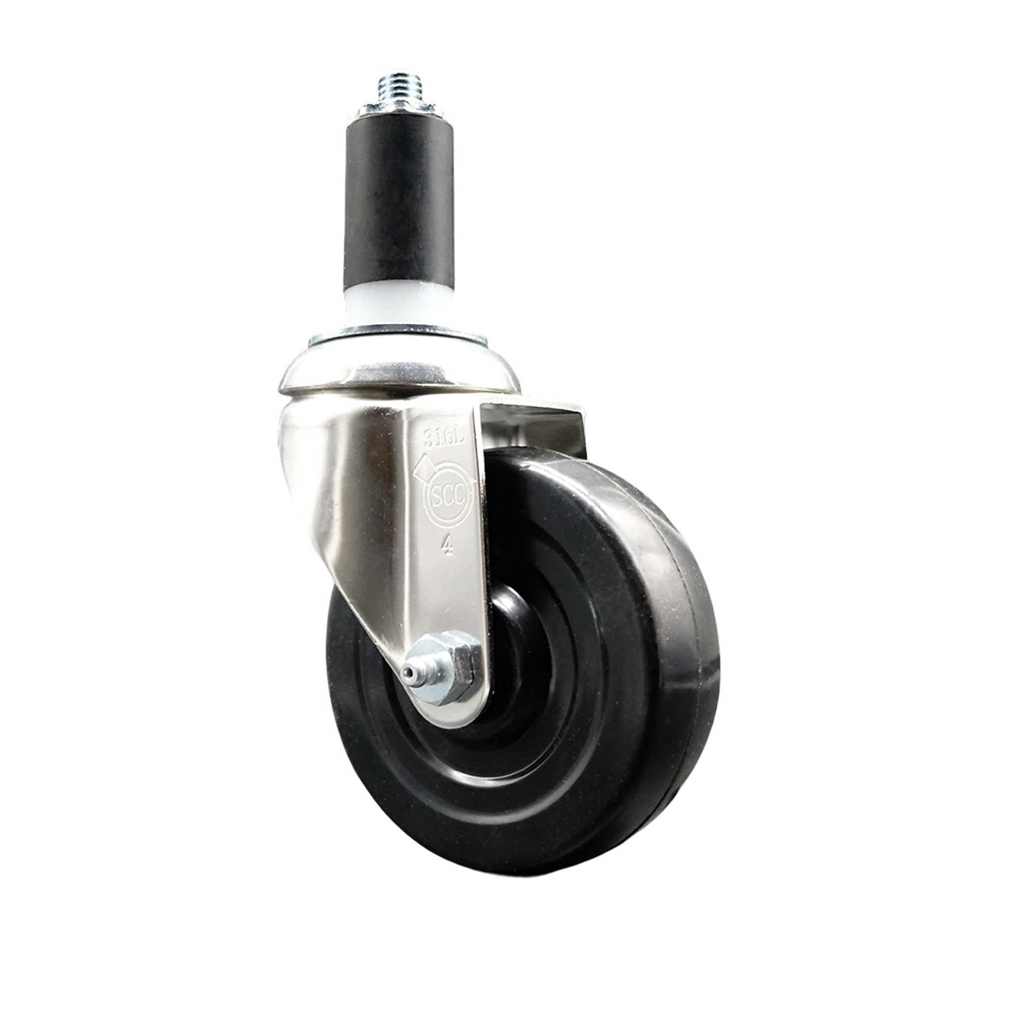 Service Caster, 4Inch x 1 1/4Inch Stem Caster, Wheel Diameter 4 in, Caster Type Swivel, Package (qty.) 1, Model SCC-SS316EX20S414-SRS-114