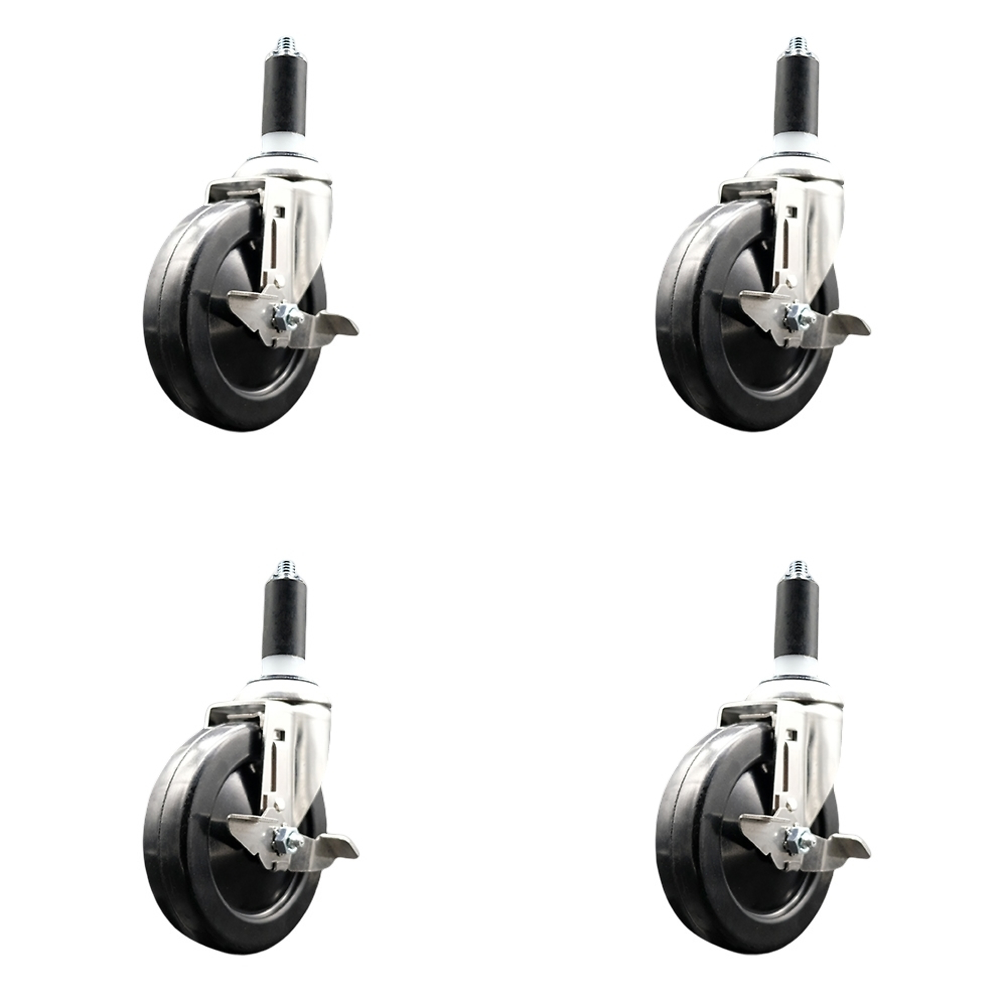 Service Caster, 5Inch x 1 1/4Inch Stem Casters, Wheel Diameter 5 in, Caster Type Swivel, Package (qty.) 4, Model SCC-SS316EX20S514-SRS-TLB-114-4