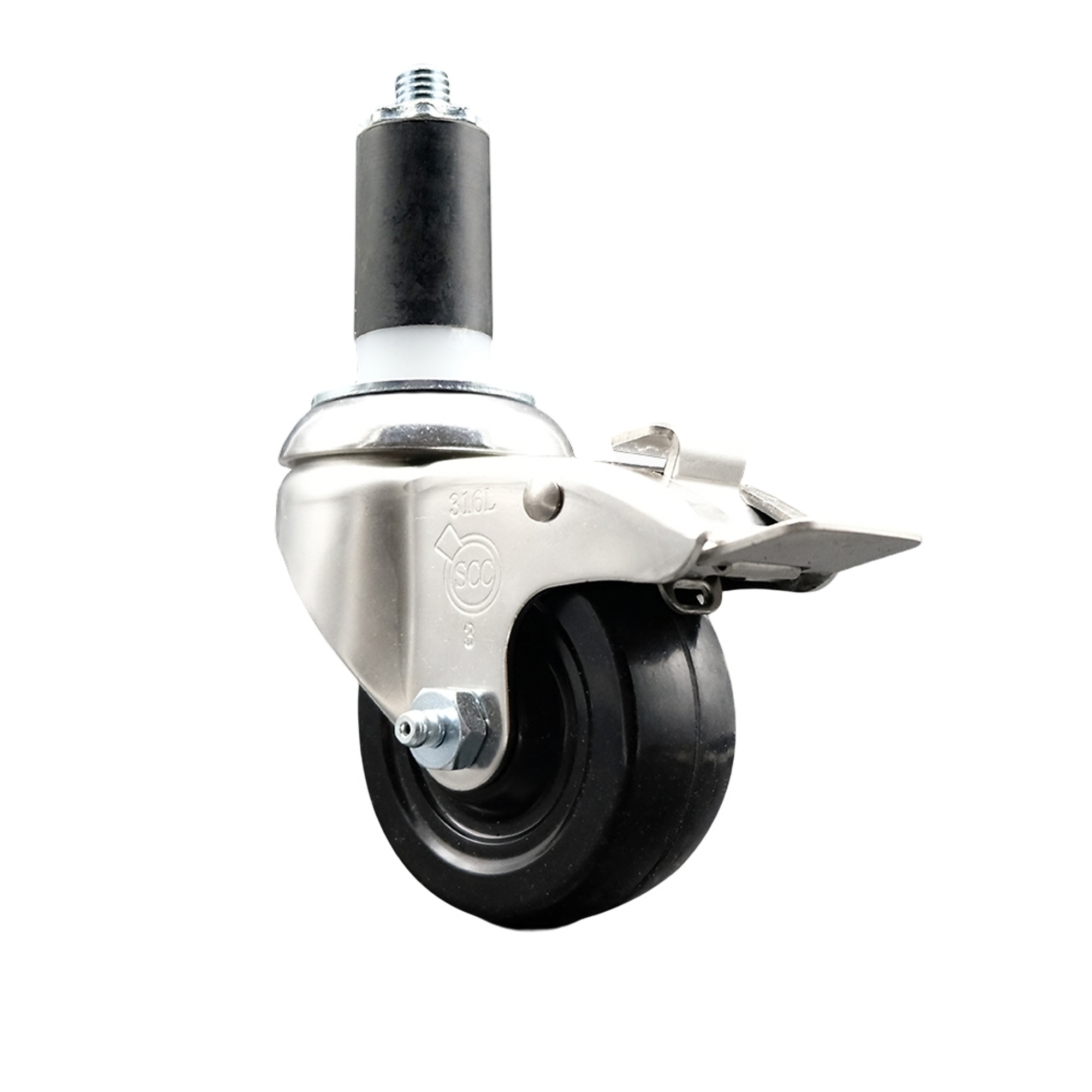 Service Caster, 3Inch x 1 1/4Inch Stem Caster, Wheel Diameter 3 in, Caster Type Swivel, Package (qty.) 1, Model SCC-SS316TTLEX20S314-SRS-138