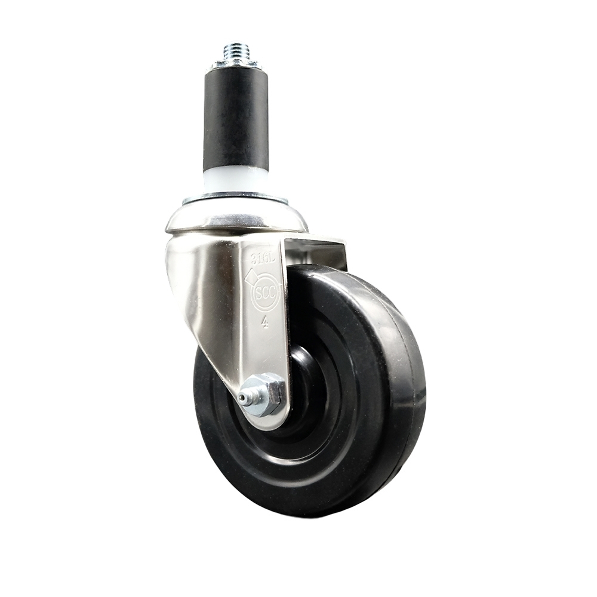 Service Caster, 4Inch x 1 1/4Inch Stem Caster, Wheel Diameter 4 in, Caster Type Swivel, Package (qty.) 1, Model SCC-SS316EX20S414-SRS-138