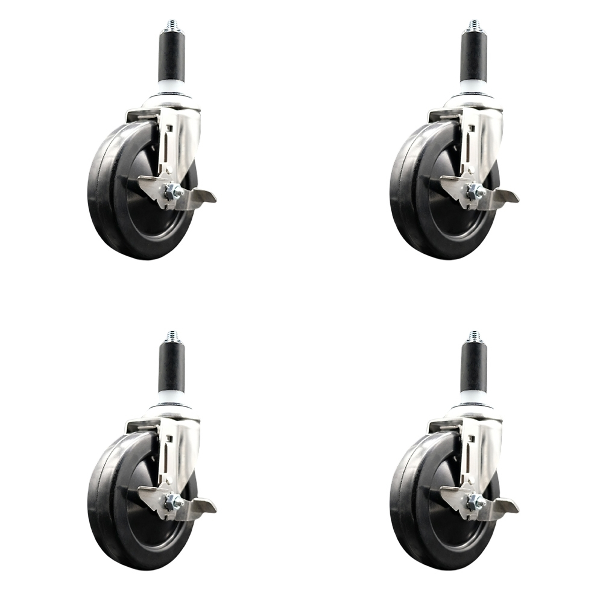 Service Caster, 5Inch x 1 1/4Inch Stem Casters, Wheel Diameter 5 in, Caster Type Swivel, Package (qty.) 4, Model SCC-SS316EX20S514-SRS-TLB-138-4