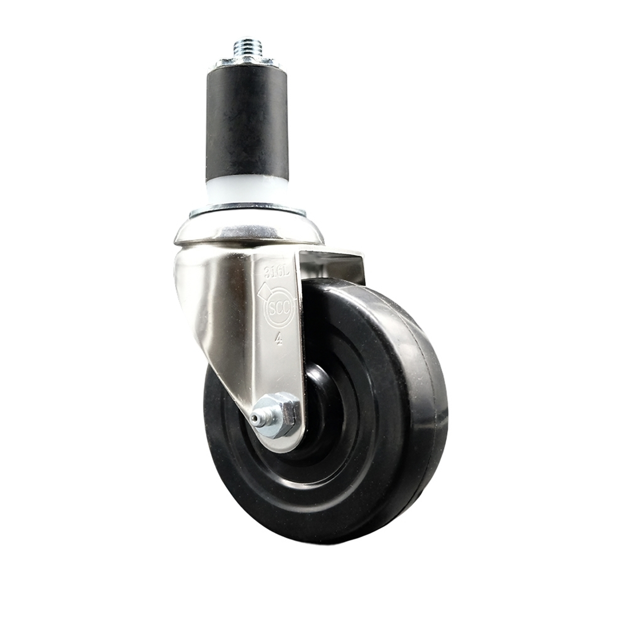 Service Caster, 4Inch x 1 1/4Inch Stem Caster, Wheel Diameter 4 in, Caster Type Swivel, Package (qty.) 1, Model SCC-SS316EX20S414-SRS-112