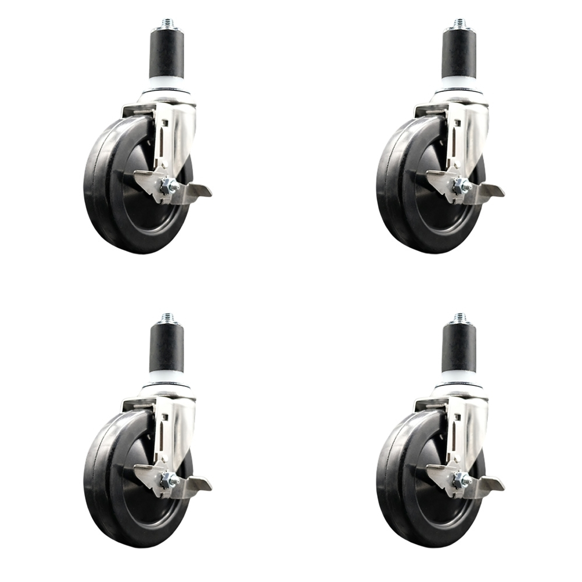 Service Caster, 5Inch x 1 1/4Inch Stem Casters, Wheel Diameter 5 in, Caster Type Swivel, Package (qty.) 4, Model SCC-SS316EX20S514-SRS-TLB-112-4