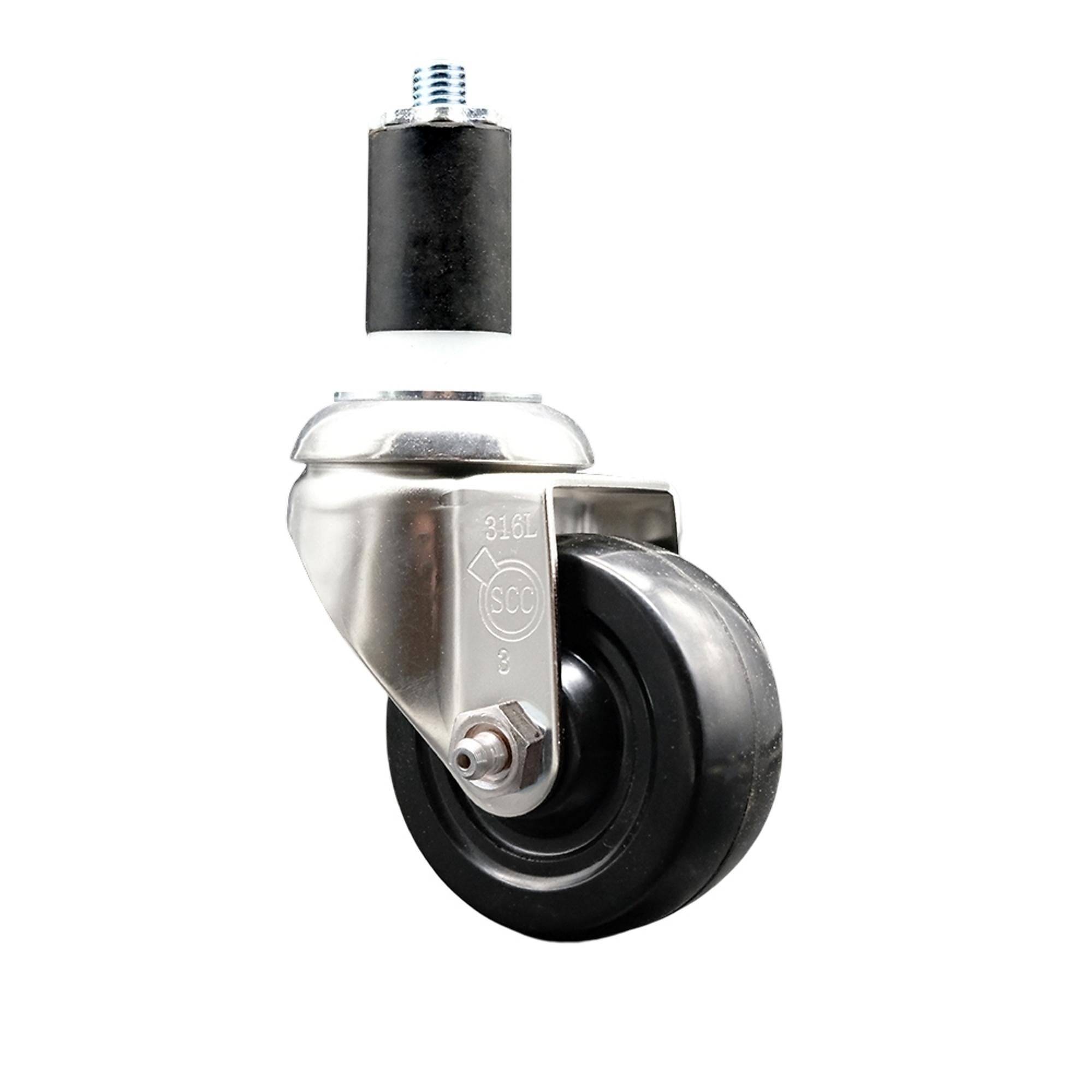 Service Caster, 3Inch x 1 1/4Inch Stem Caster, Wheel Diameter 3 in, Caster Type Swivel, Package (qty.) 1, Model SCC-SS316EX20S314-SRS-158