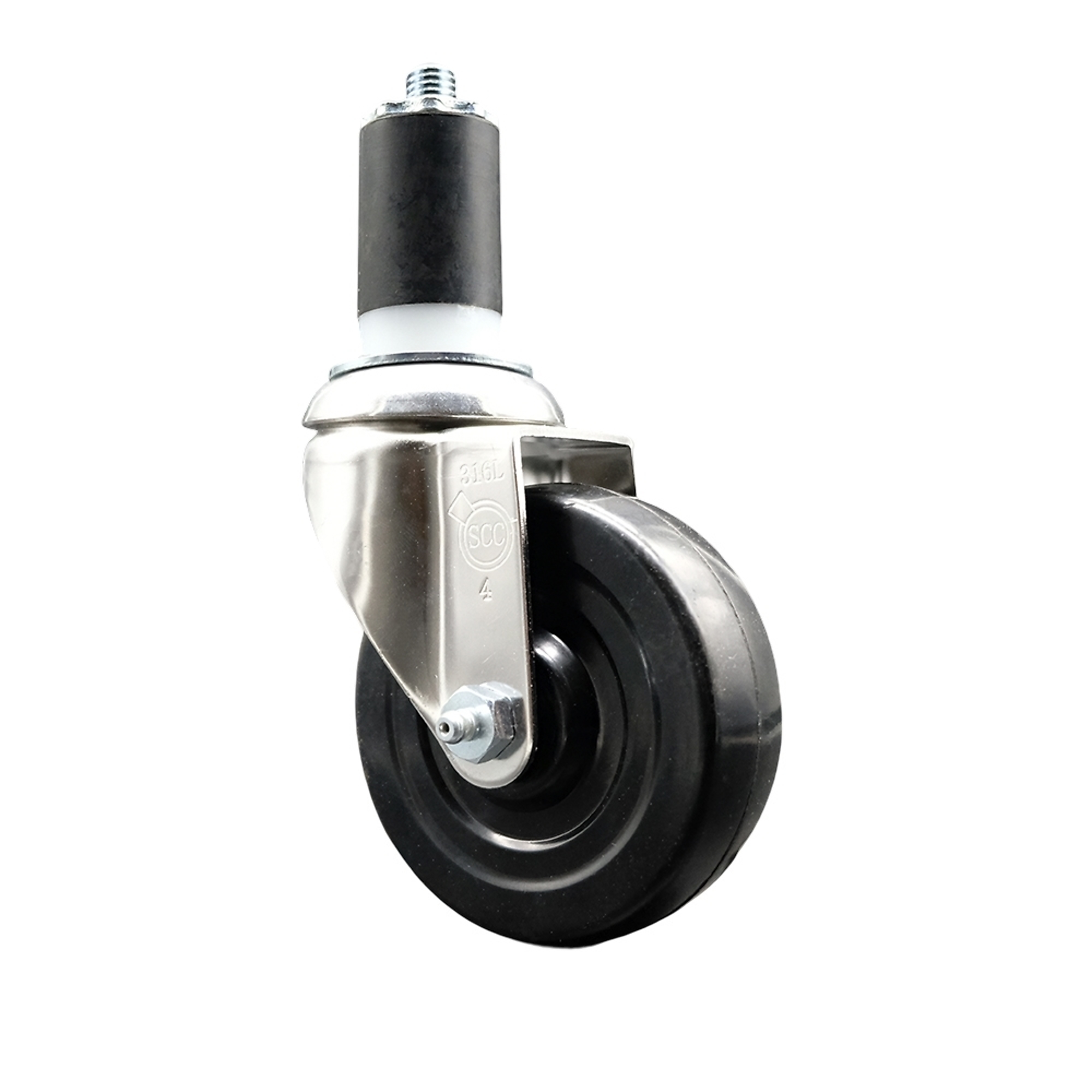 Service Caster, 4Inch x 1 1/4Inch Stem Caster, Wheel Diameter 4 in, Caster Type Swivel, Package (qty.) 1, Model SCC-SS316EX20S414-SRS-158