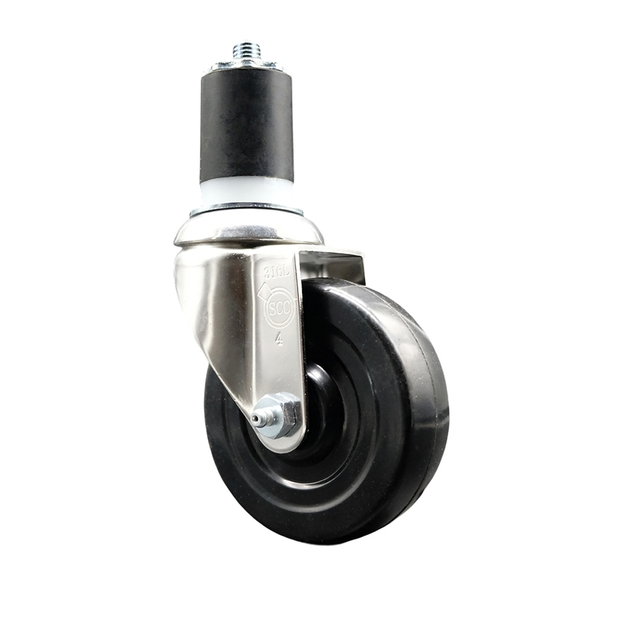 Service Caster, 4Inch x 1 1/4Inch Stem Caster, Wheel Diameter 4 in, Caster Type Swivel, Package (qty.) 1, Model SCC-SS316EX20S414-SRS-134