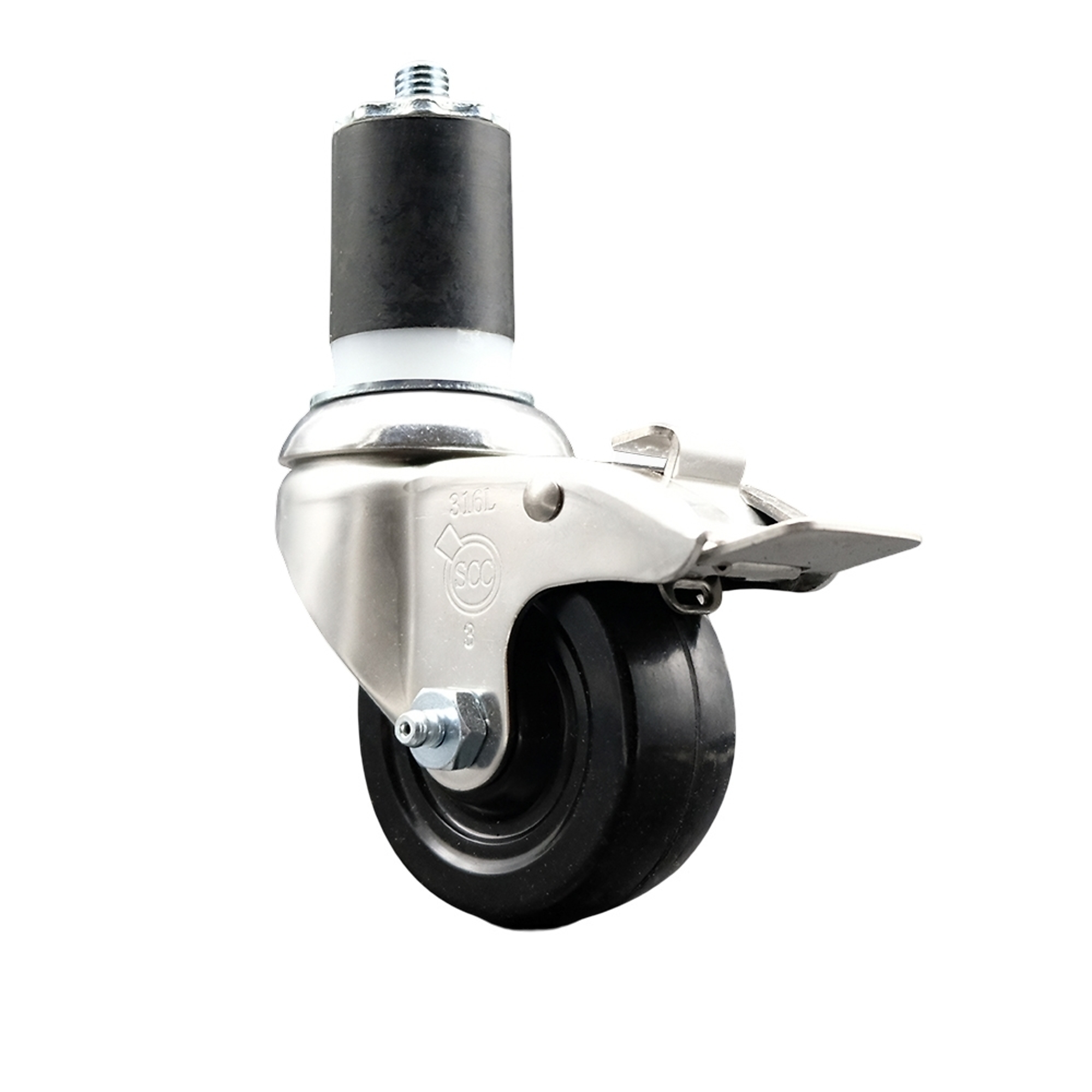 Service Caster, 3Inch x 1 1/4Inch Stem Caster, Wheel Diameter 3 in, Caster Type Swivel, Package (qty.) 1, Model SCC-SS316TTLEX20S314-SRS-134