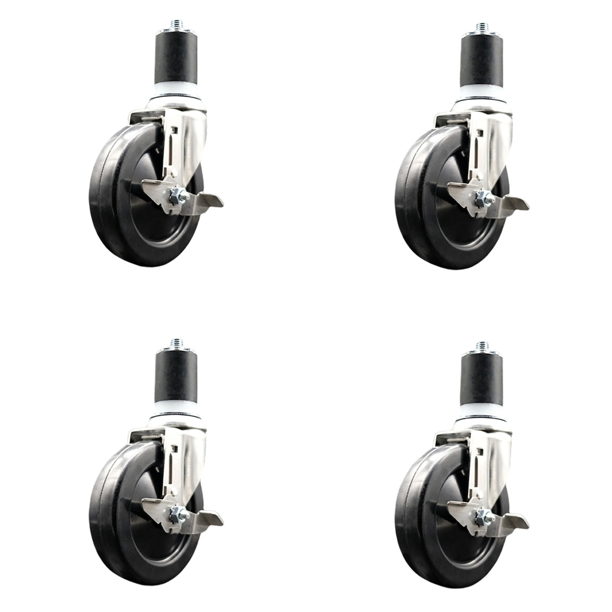 Service Caster, 5Inch x 1 1/4Inch Stem Casters, Wheel Diameter 5 in, Caster Type Swivel, Package (qty.) 4, Model SCC-SS316EX20S514-SRS-TLB-134-4