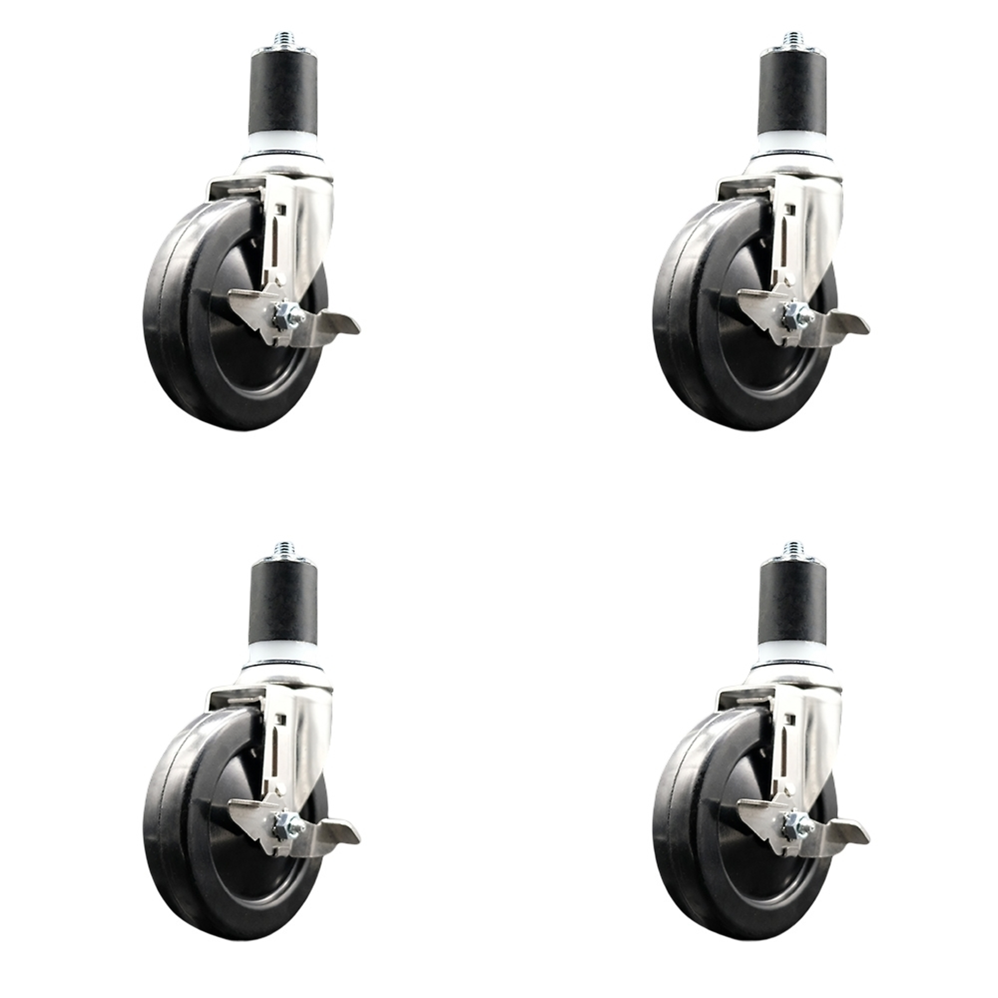 Service Caster, 5Inch x 1 1/4Inch Stem Casters, Wheel Diameter 5 in, Caster Type Swivel, Package (qty.) 4, Model SCC-SS316EX20S514-SRS-TLB-178-4