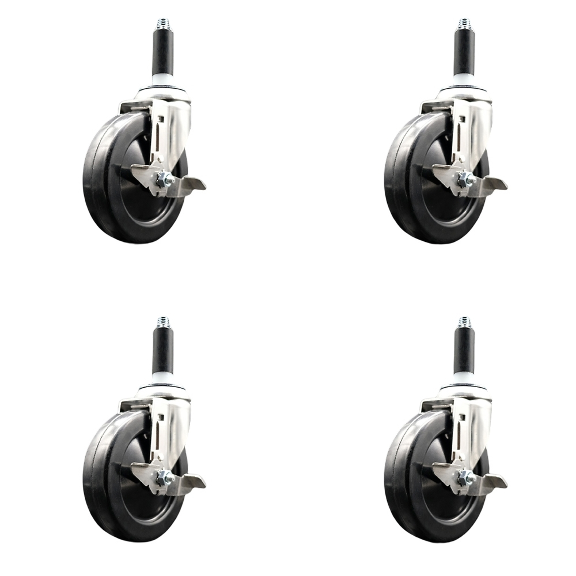 Service Caster, 5Inch x 1 1/4Inch Stem Casters, Wheel Diameter 5 in, Caster Type Swivel, Package (qty.) 4, Model SCC-SS316EX20S514-HRS-TLB-34-4