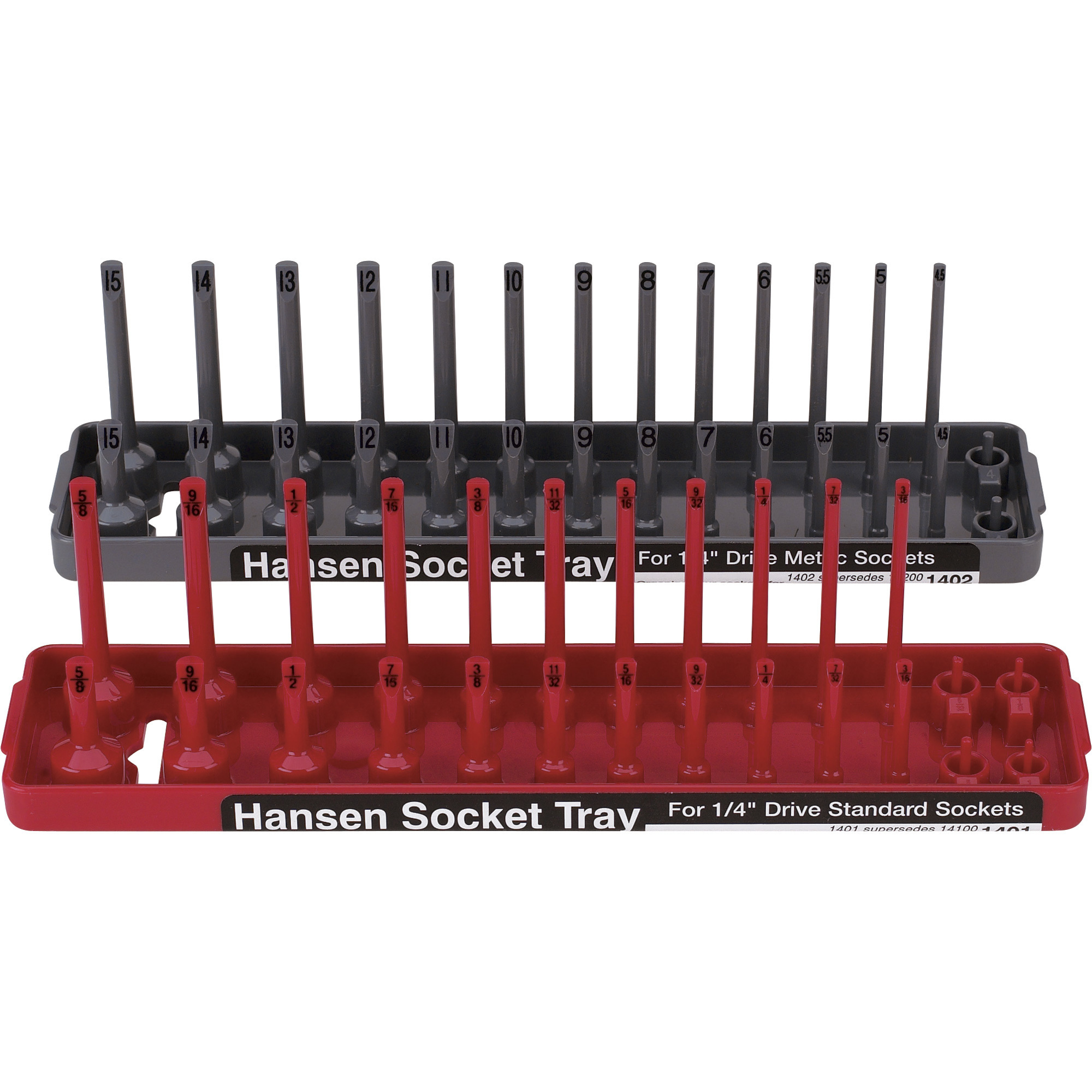 Hansen Global Socket Trays â 1/4Inch Drive, 2-Piece Set