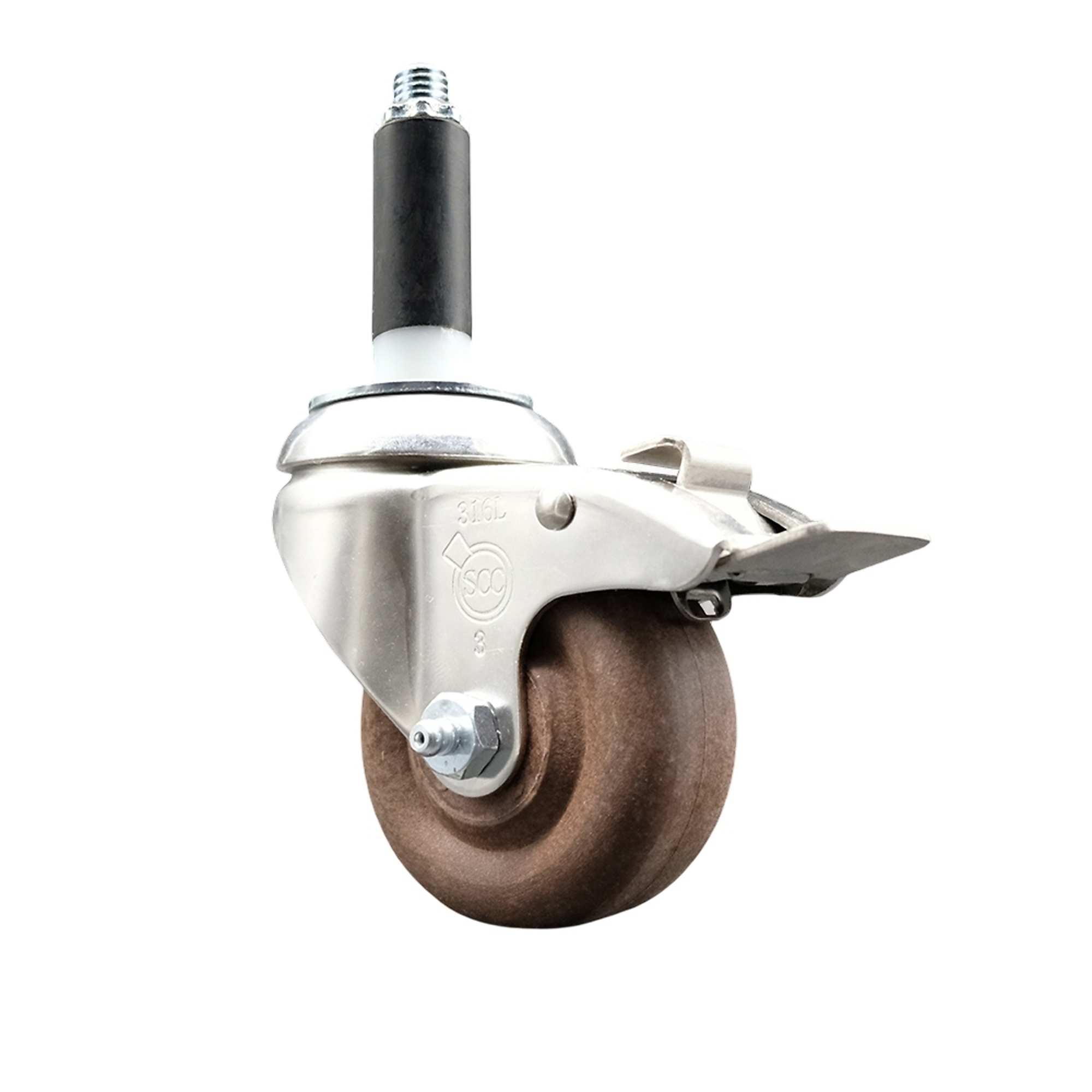 Service Caster, 3Inch x 1 1/4Inch Stem Caster, Wheel Diameter 3 in, Caster Type Swivel, Package (qty.) 1, Model SCC-SS316TTLEX20S314-GFNSHT-34