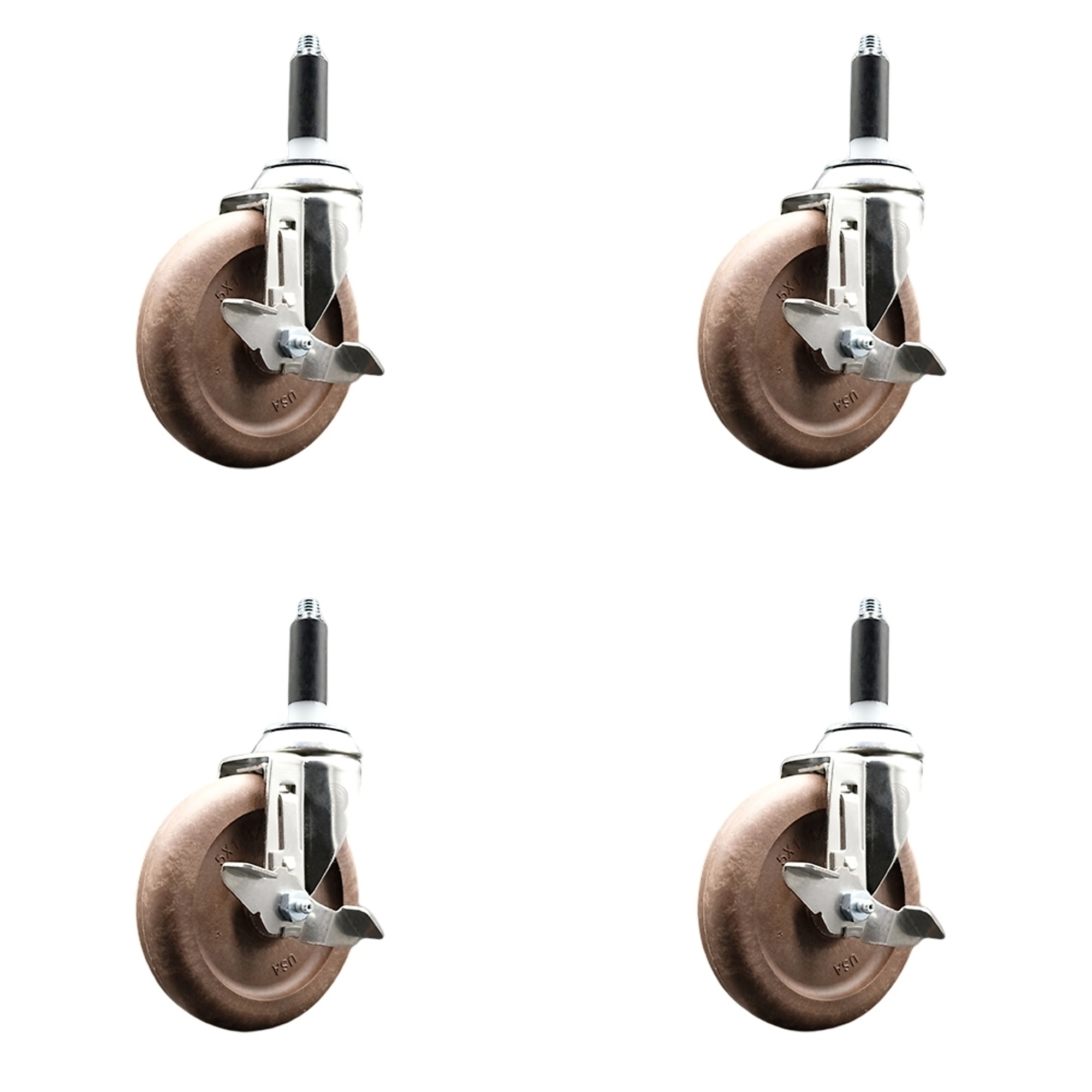 Service Caster, 5Inch x 1 1/4Inch Stem Casters, Wheel Diameter 5 in, Caster Type Swivel, Package (qty.) 4, Model SCC-SS316EX20S514-GFNSHT-TLB-78-4