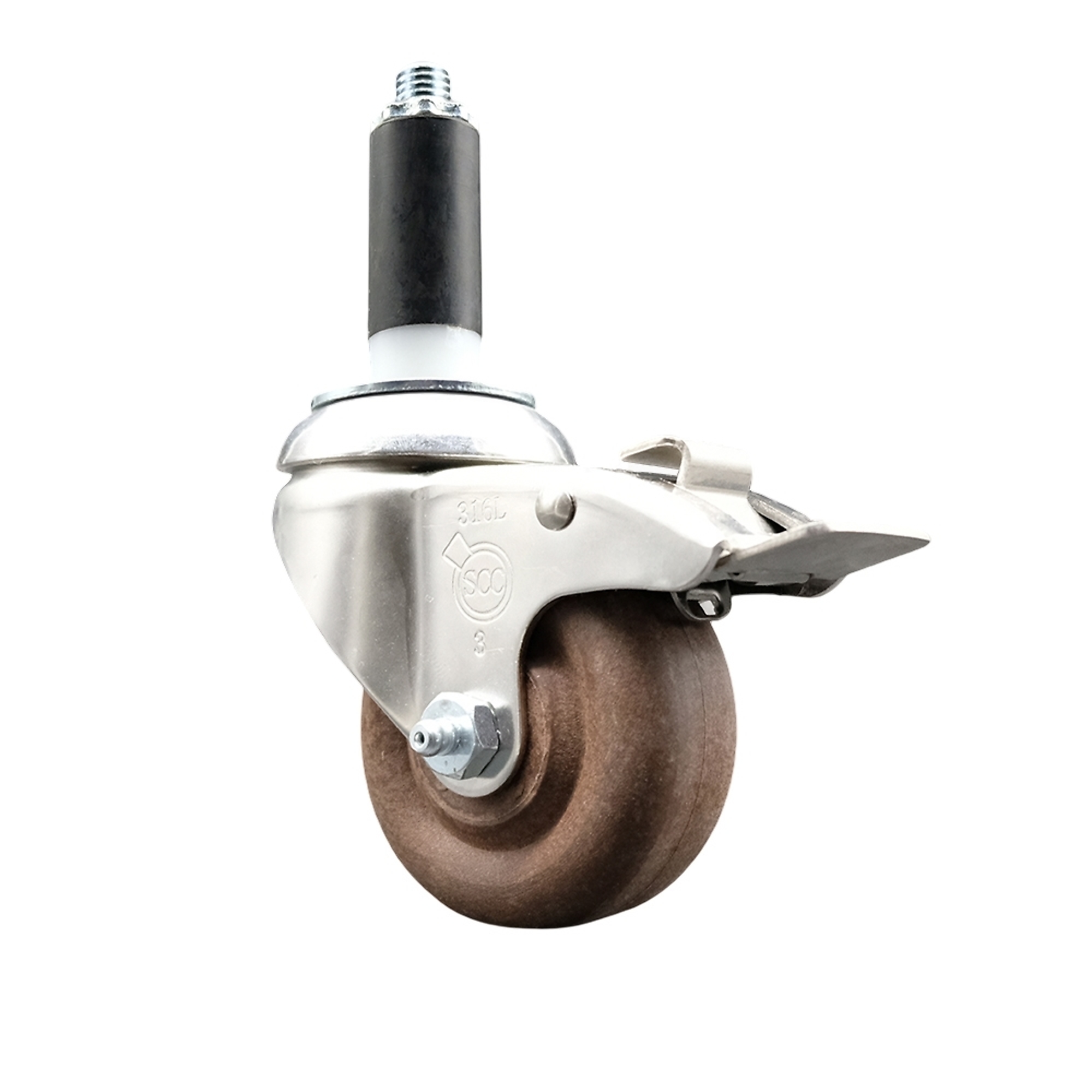 Service Caster, 3Inch x 1 1/4Inch Stem Caster, Wheel Diameter 3 in, Caster Type Swivel, Package (qty.) 1, Model SCC-SS316TTLEX20S314-GFNSHT-1