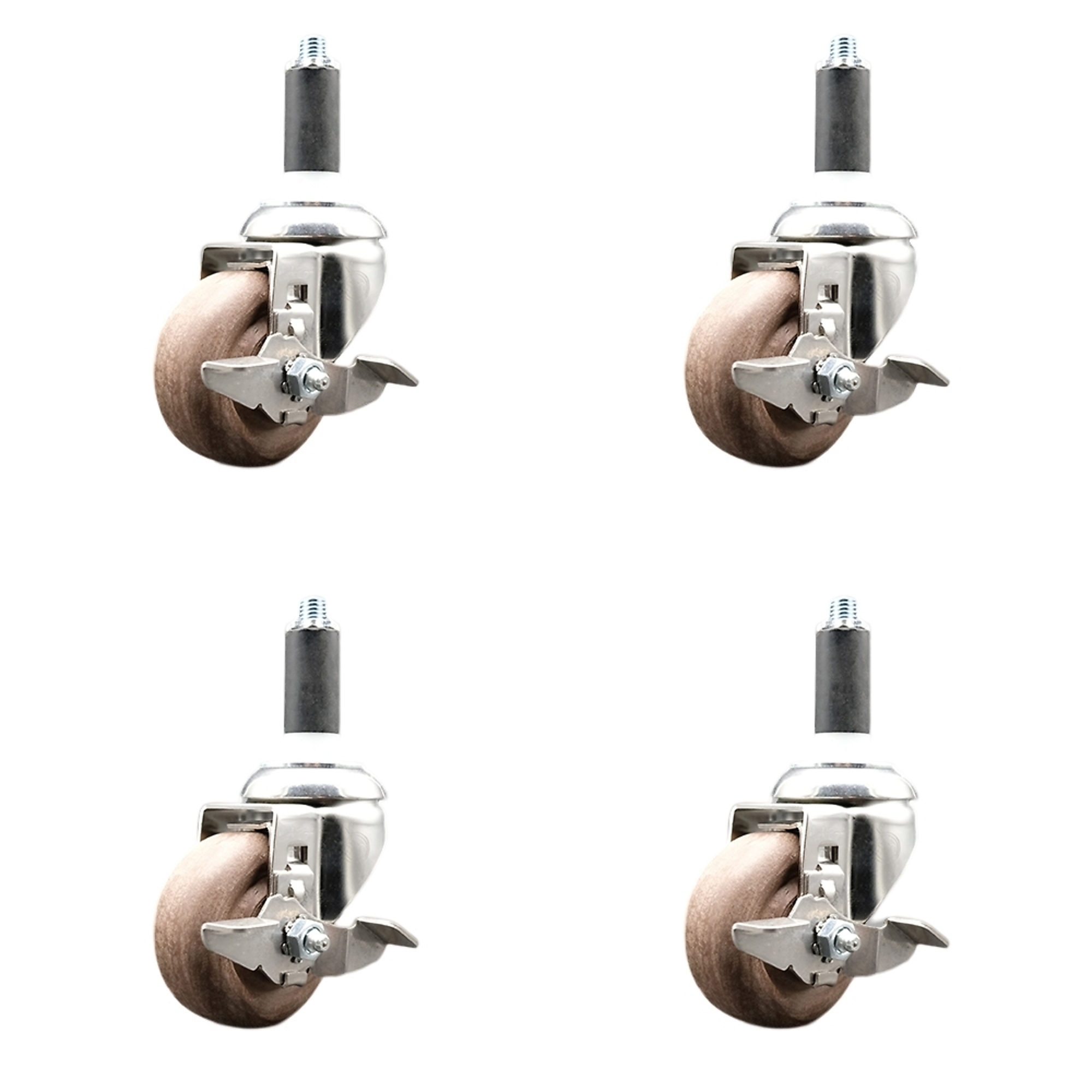 Service Caster, 3Inch x 1 1/4Inch Stem Casters, Wheel Diameter 3 in, Caster Type Swivel, Package (qty.) 4, Model SCC-SS316EX20S314-GFNSHT-TLB-1-4