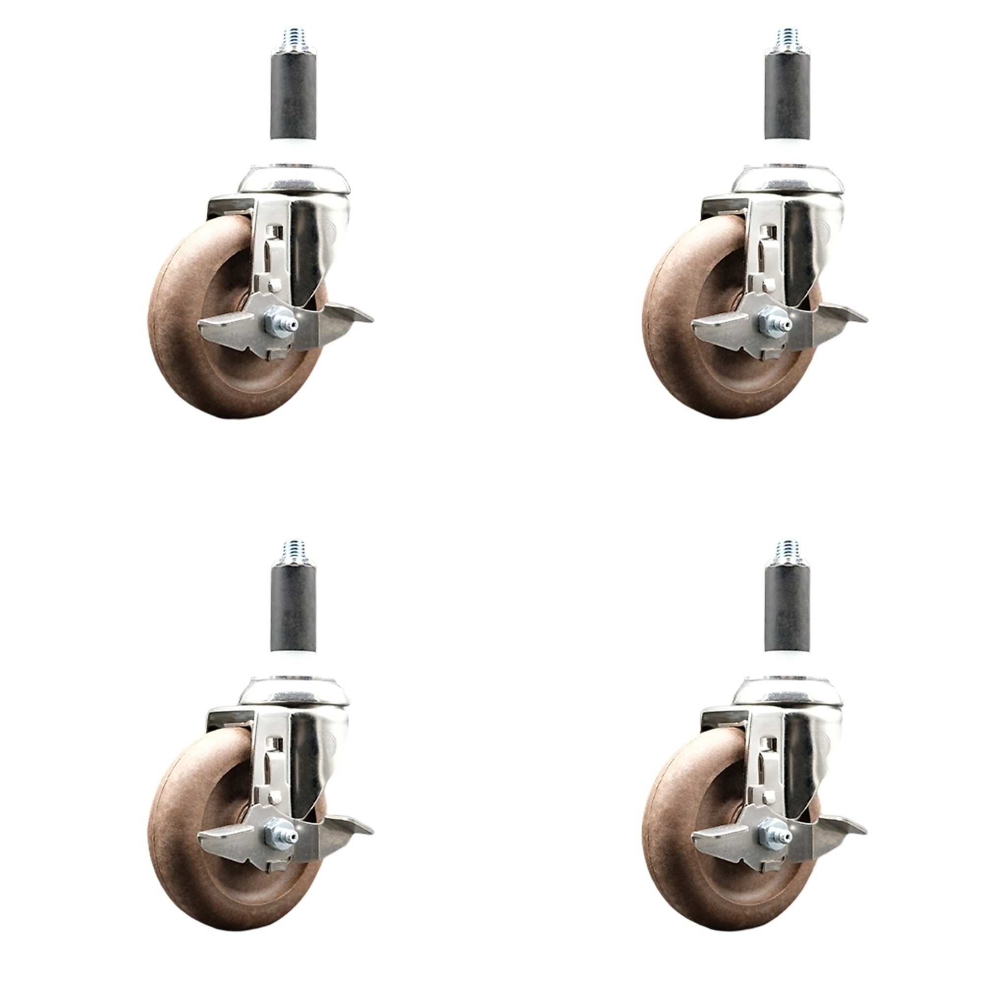 Service Caster, 4Inch x 1 1/4Inch Stem Casters, Wheel Diameter 4 in, Caster Type Swivel, Package (qty.) 4, Model SCC-SS316EX20S414-GFNSHT-TLB-1-4