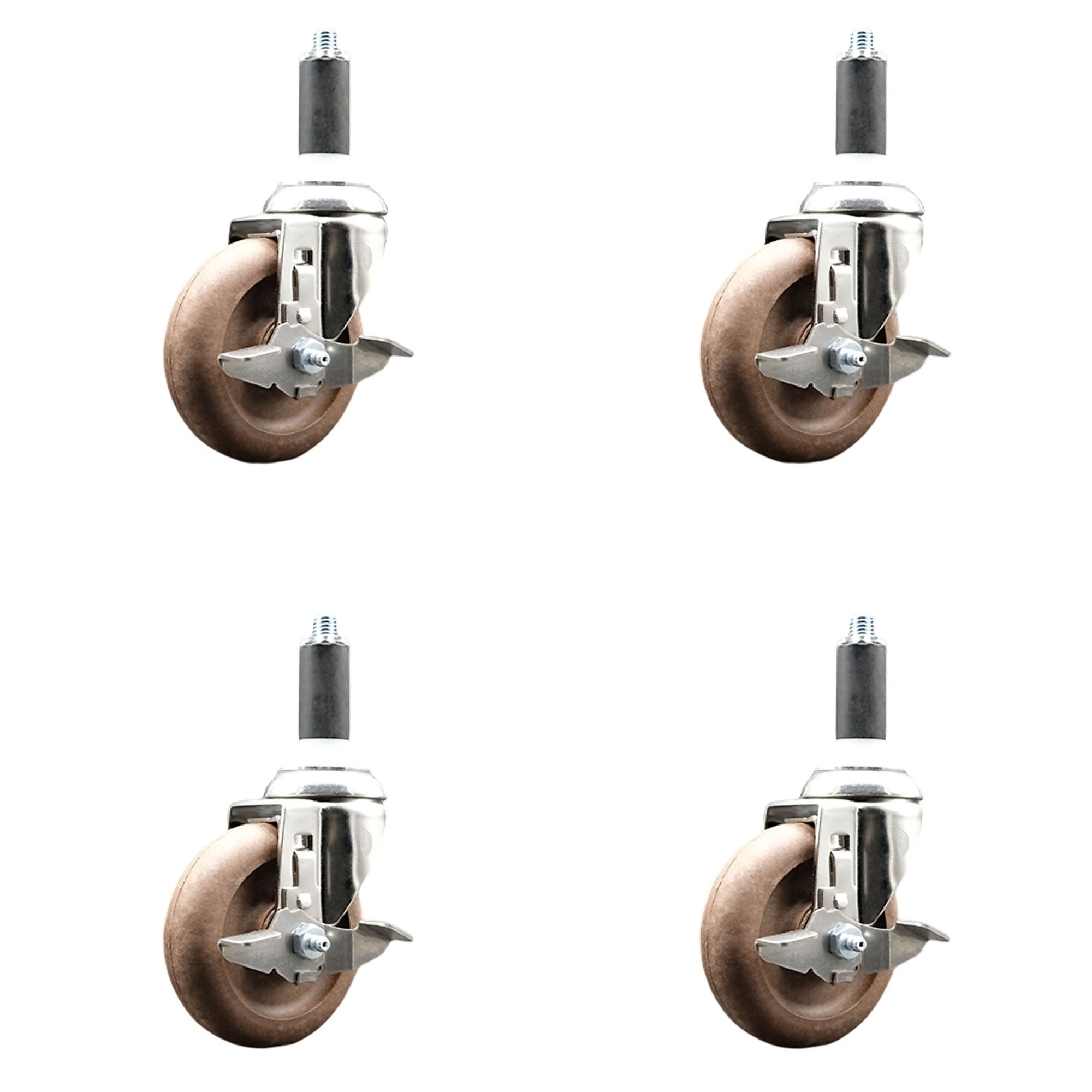 Service Caster, 4Inch x 1 1/4Inch Stem Casters, Wheel Diameter 4 in, Caster Type Swivel, Package (qty.) 4, Model SCC-SS316EX20S414-GFNSHT-TLB-118-4