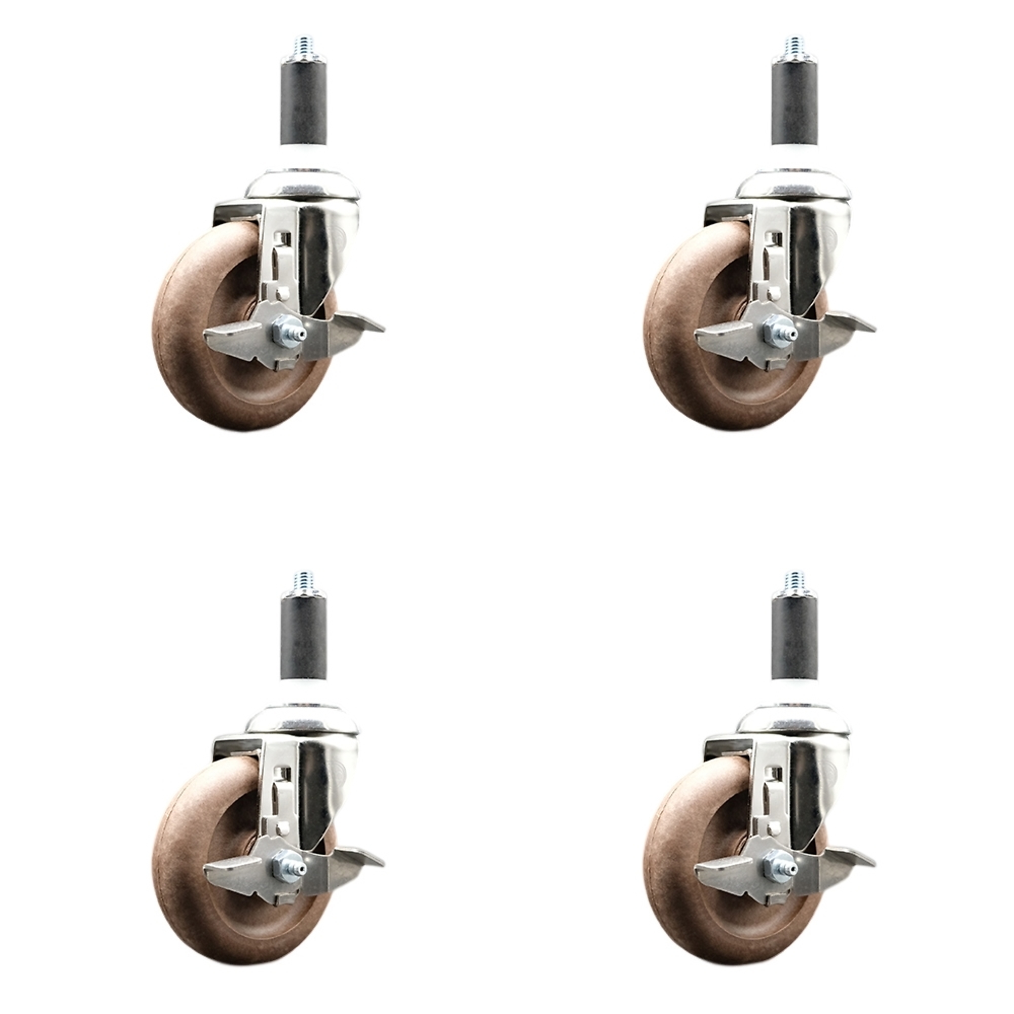 Service Caster, 4Inch x 1 1/4Inch Stem Casters, Wheel Diameter 4 in, Caster Type Swivel, Package (qty.) 4, Model SCC-SS316EX20S414-GFNSHT-TLB-114-4