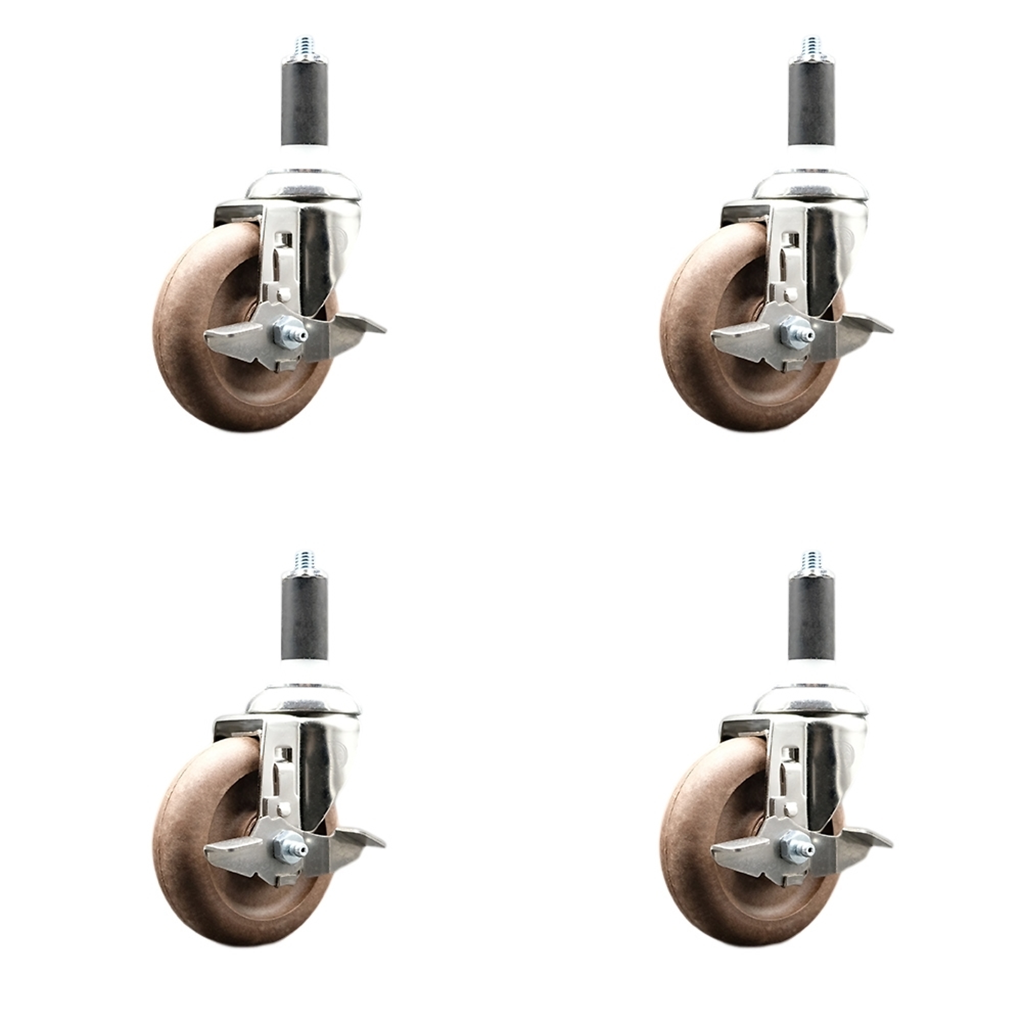 Service Caster, 4Inch x 1 1/4Inch Stem Casters, Wheel Diameter 4 in, Caster Type Swivel, Package (qty.) 4, Model SCC-SS316EX20S414-GFNSHT-TLB-138-4