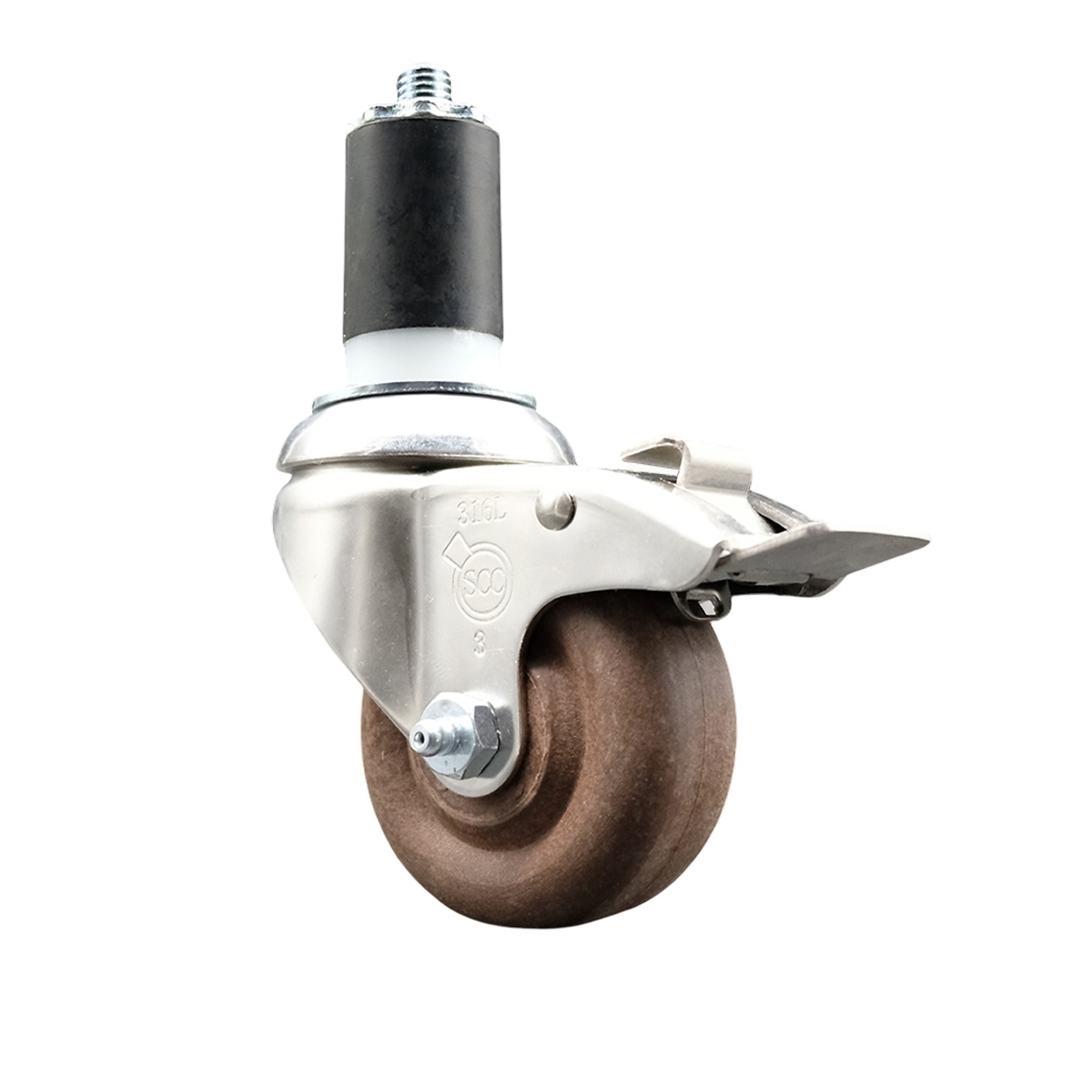 Service Caster, 3 1/2Inch x 1 1/4Inch Stem Caster, Wheel Diameter 3.5 in, Caster Type Swivel, Package (qty.) 1, Model SCC-SS316TTLEX20S3514-GFNSHT-112