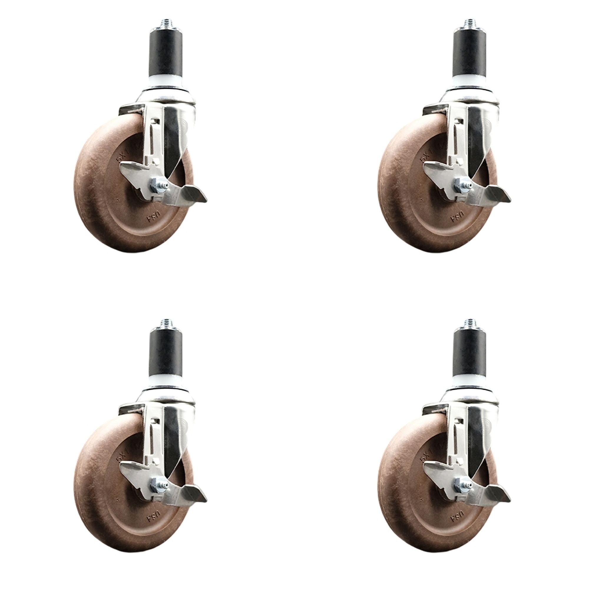 Service Caster, 5Inch x 1 1/4Inch Stem Casters, Wheel Diameter 5 in, Caster Type Swivel, Package (qty.) 4, Model SCC-SS316EX20S514-GFNSHT-TLB-112-4