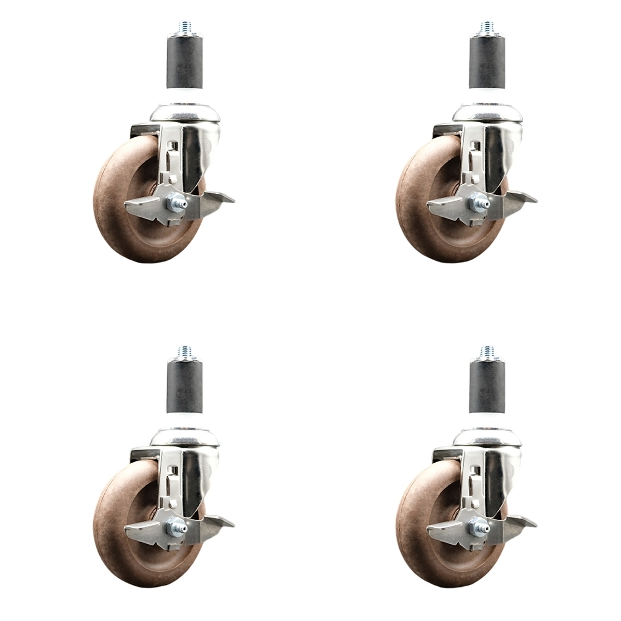 Service Caster, 4Inch x 1 1/4Inch Stem Casters, Wheel Diameter 4 in, Caster Type Swivel, Package (qty.) 4, Model SCC-SS316EX20S414-GFNSHT-TLB-112-4