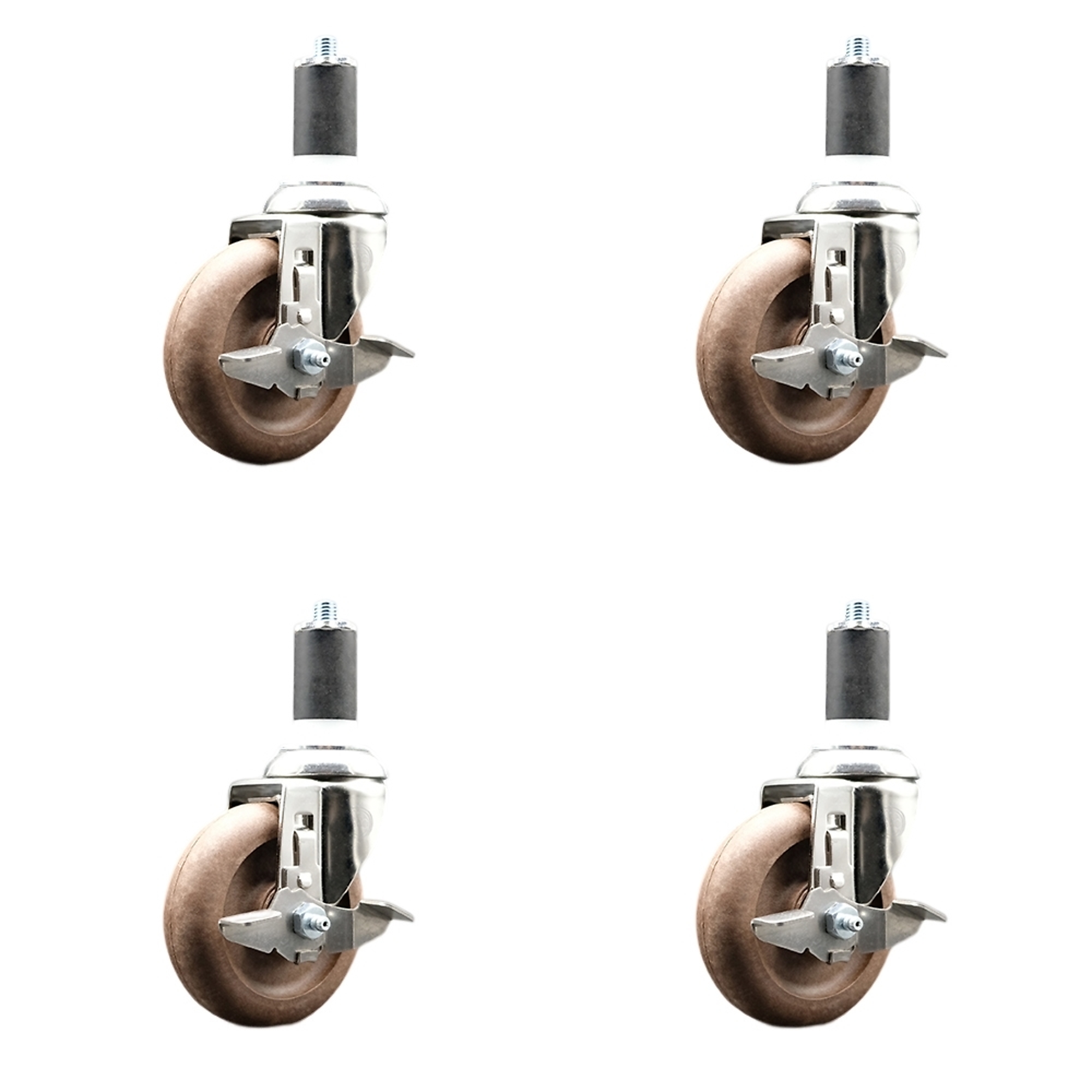 Service Caster, 4Inch x 1 1/4Inch Stem Casters, Wheel Diameter 4 in, Caster Type Swivel, Package (qty.) 4, Model SCC-SS316EX20S414-GFNSHT-TLB-158-4