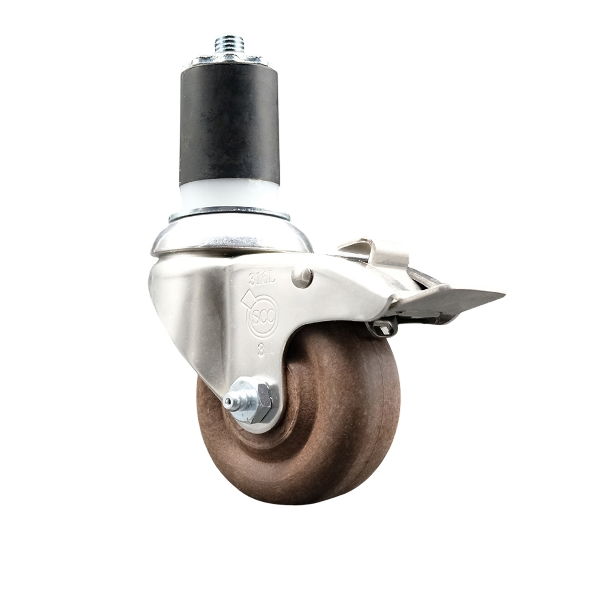 Service Caster, 3Inch x 1 1/4Inch Stem Caster, Wheel Diameter 3 in, Caster Type Swivel, Package (qty.) 1, Model SCC-SS316TTLEX20S314-GFNSHT-134